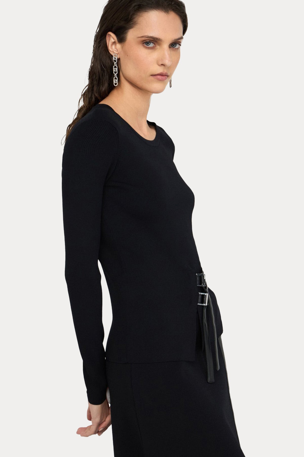Liu Jo Slim Fit Kemerli İnce Örgü Triko-Triko-Libas