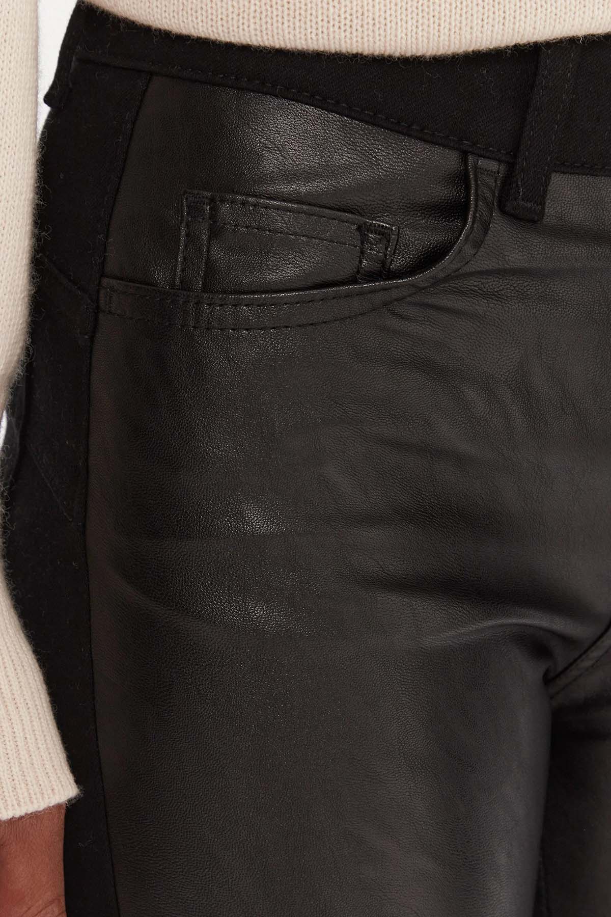 Liu Jo Slim Fit Deri Kombinasyonlu Streç Pantolon