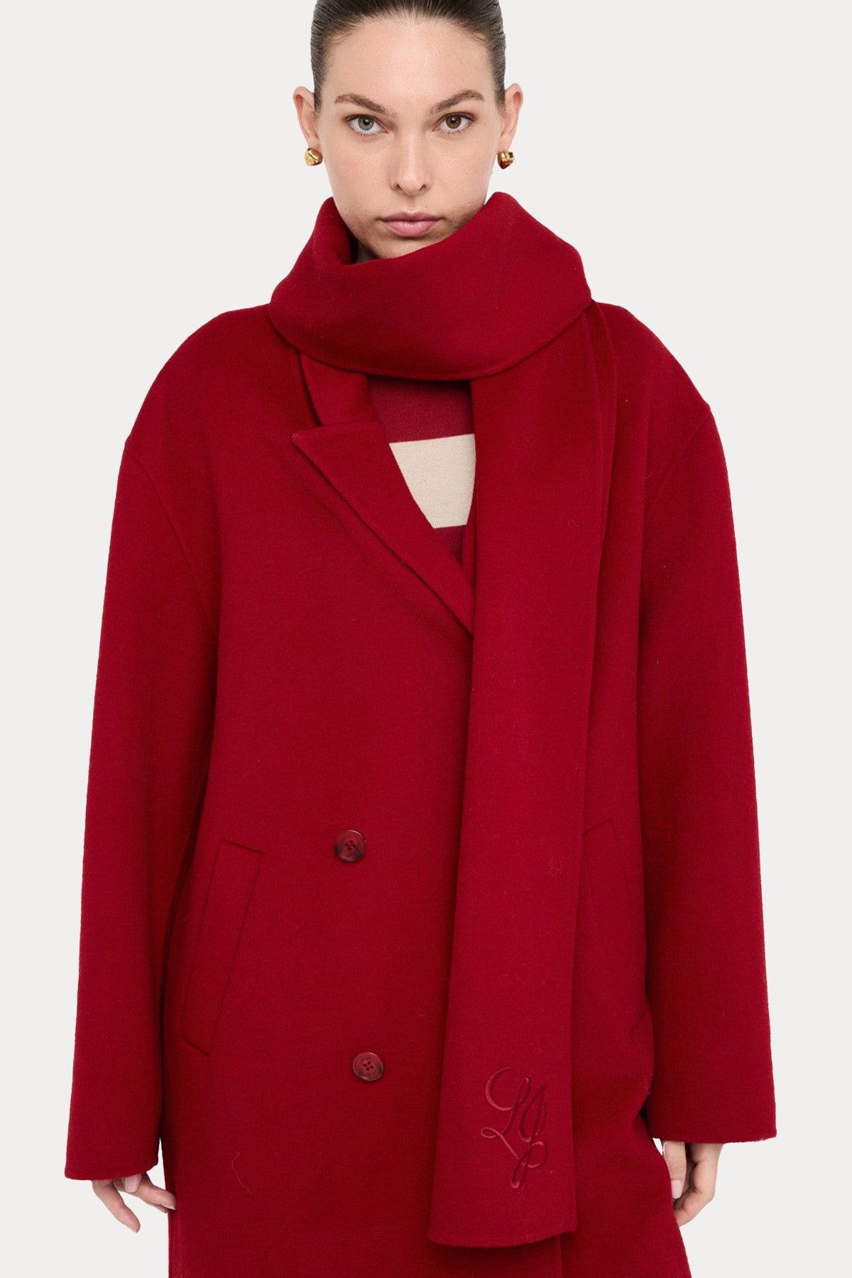 Liu Jo Kruvaze Atkılı Yün Palto