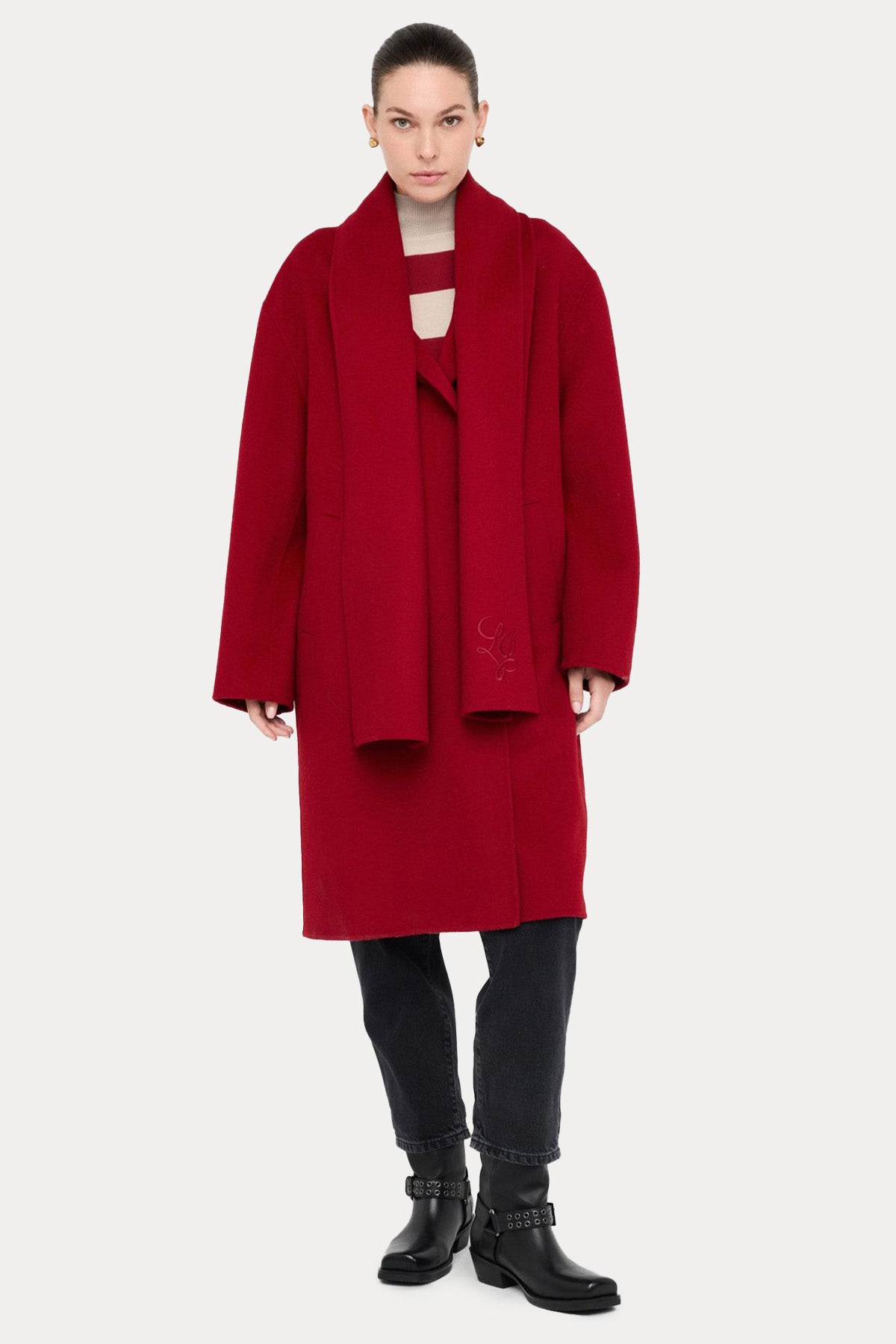 Liu Jo Kruvaze Atkılı Yün Palto