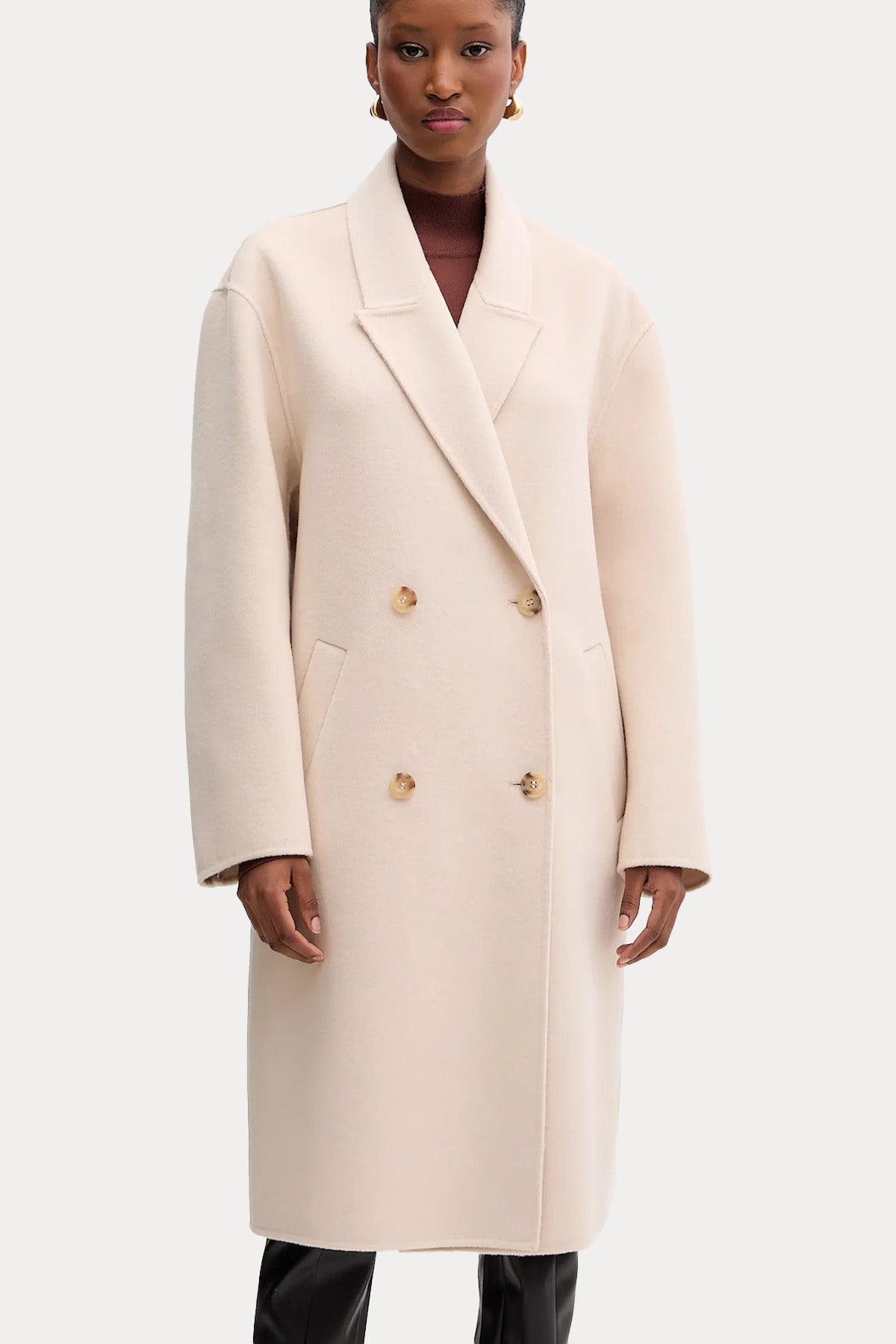 Liu Jo Kruvaze Atkılı Yün Palto