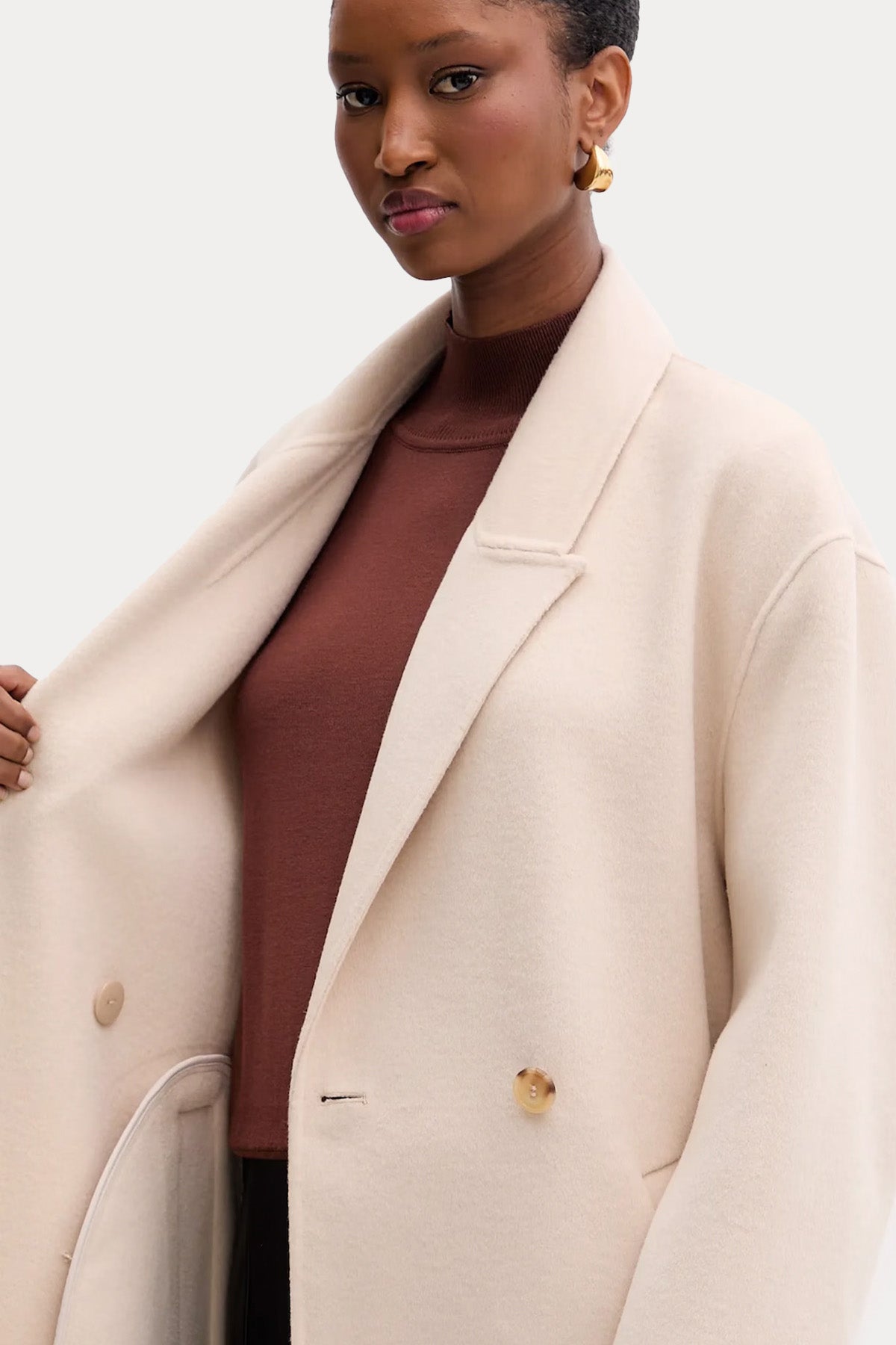 Liu Jo Kruvaze Atkılı Yün Palto