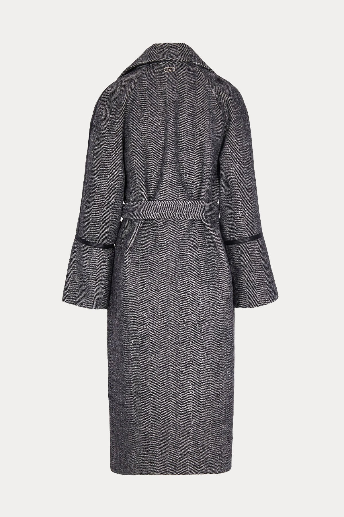 Liu Jo Deri Detaylı Kemerli Maxi Kaban