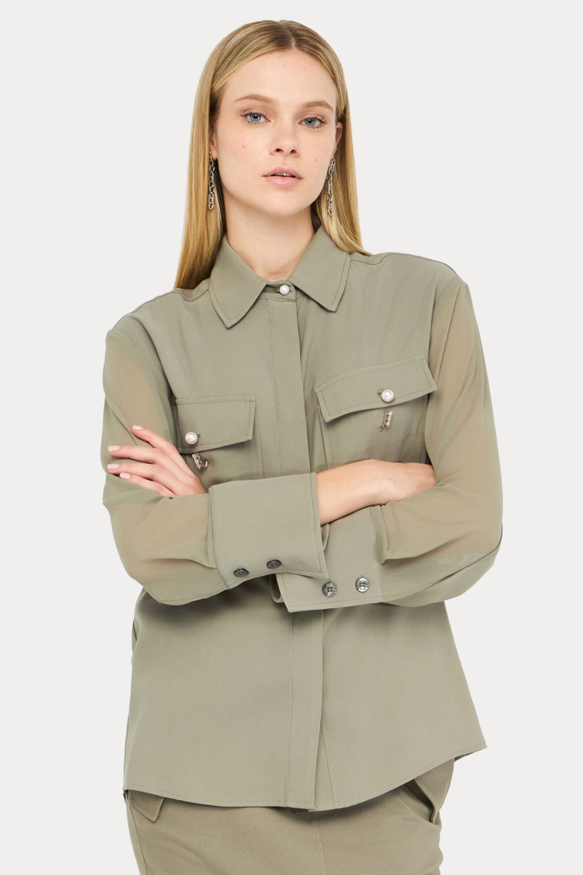 Liu Jo Fransız Yaka Cep Detaylı Gömlek