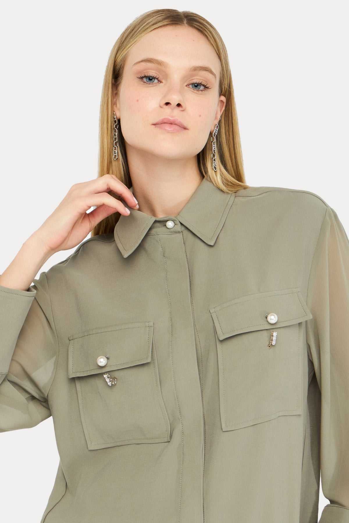 Liu Jo Fransız Yaka Cep Detaylı Gömlek