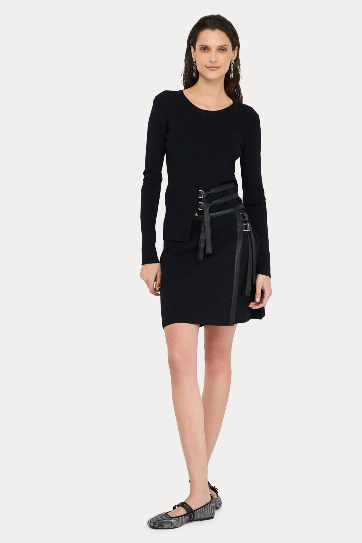 Liu Jo Deri Detaylı Kemerli Mini Etek