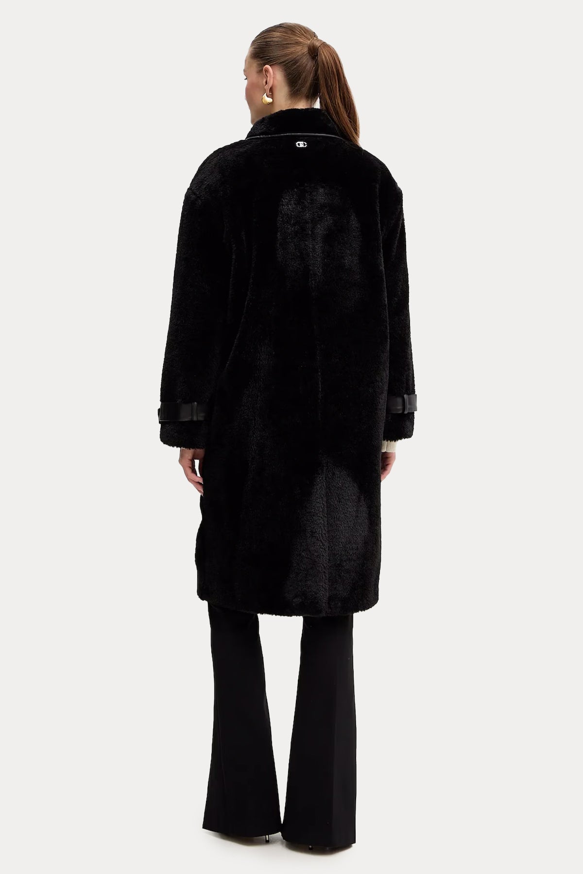 Liu Jo Comfort Fit Deri Detaylı Kürk Kaban