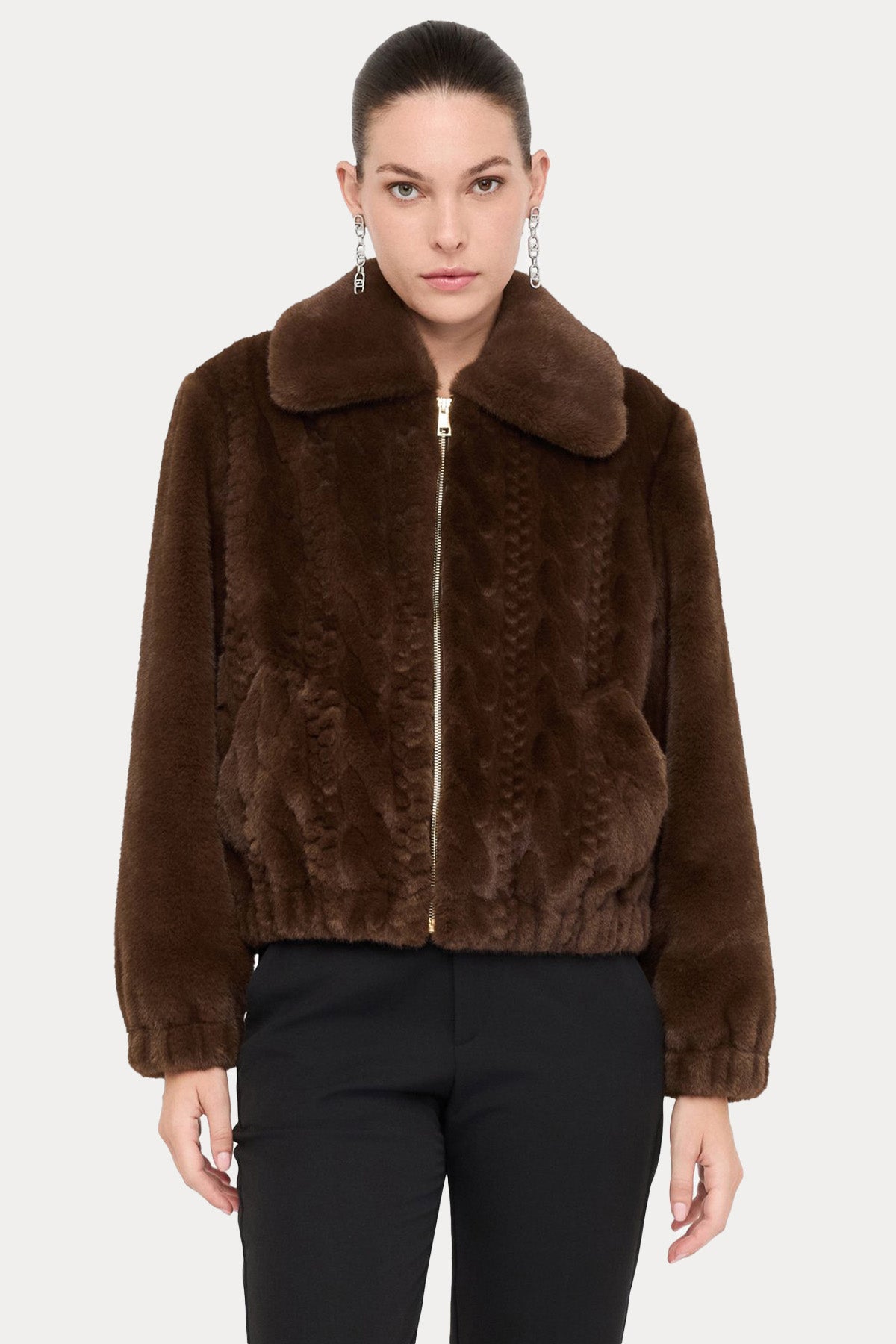 Liu Jo Comfort Fit Örgü Peluş Bomber Ceket