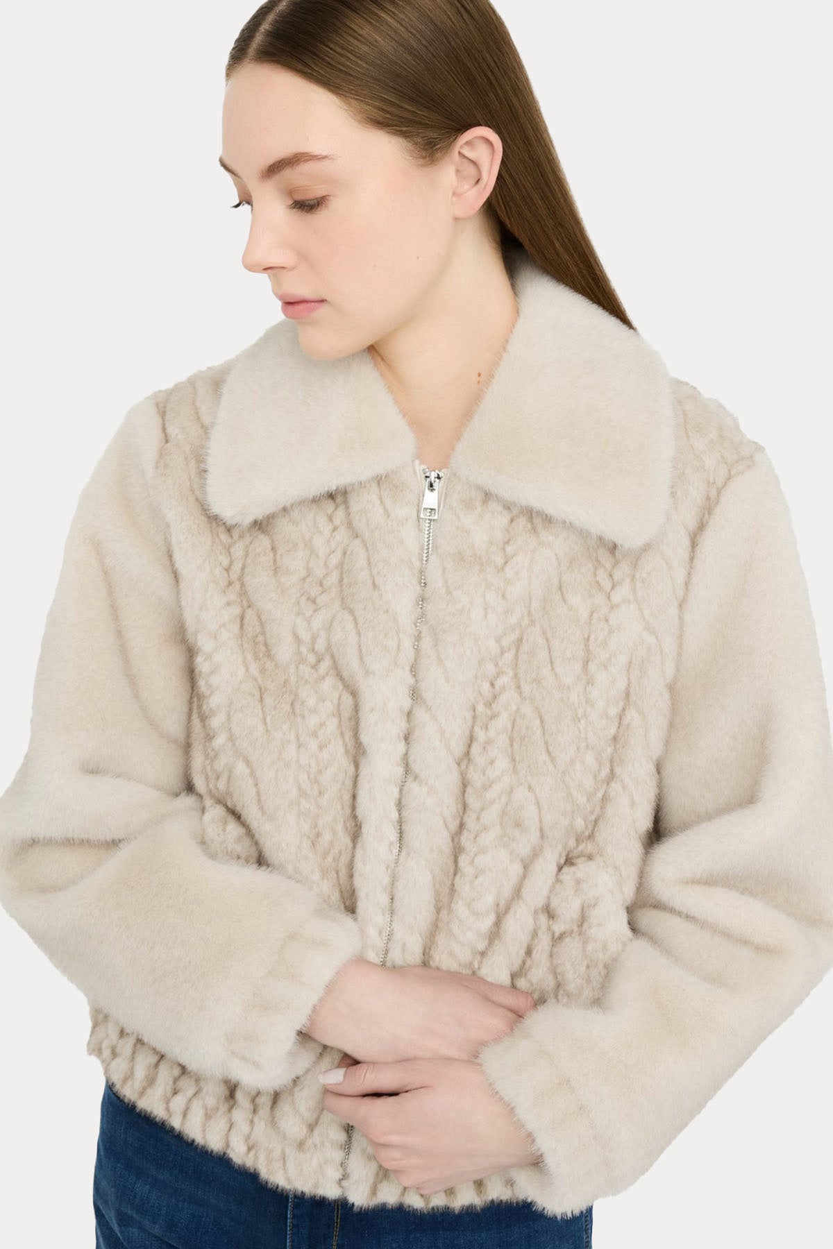 Liu Jo Comfort Fit Örgü Peluş Bomber Ceket