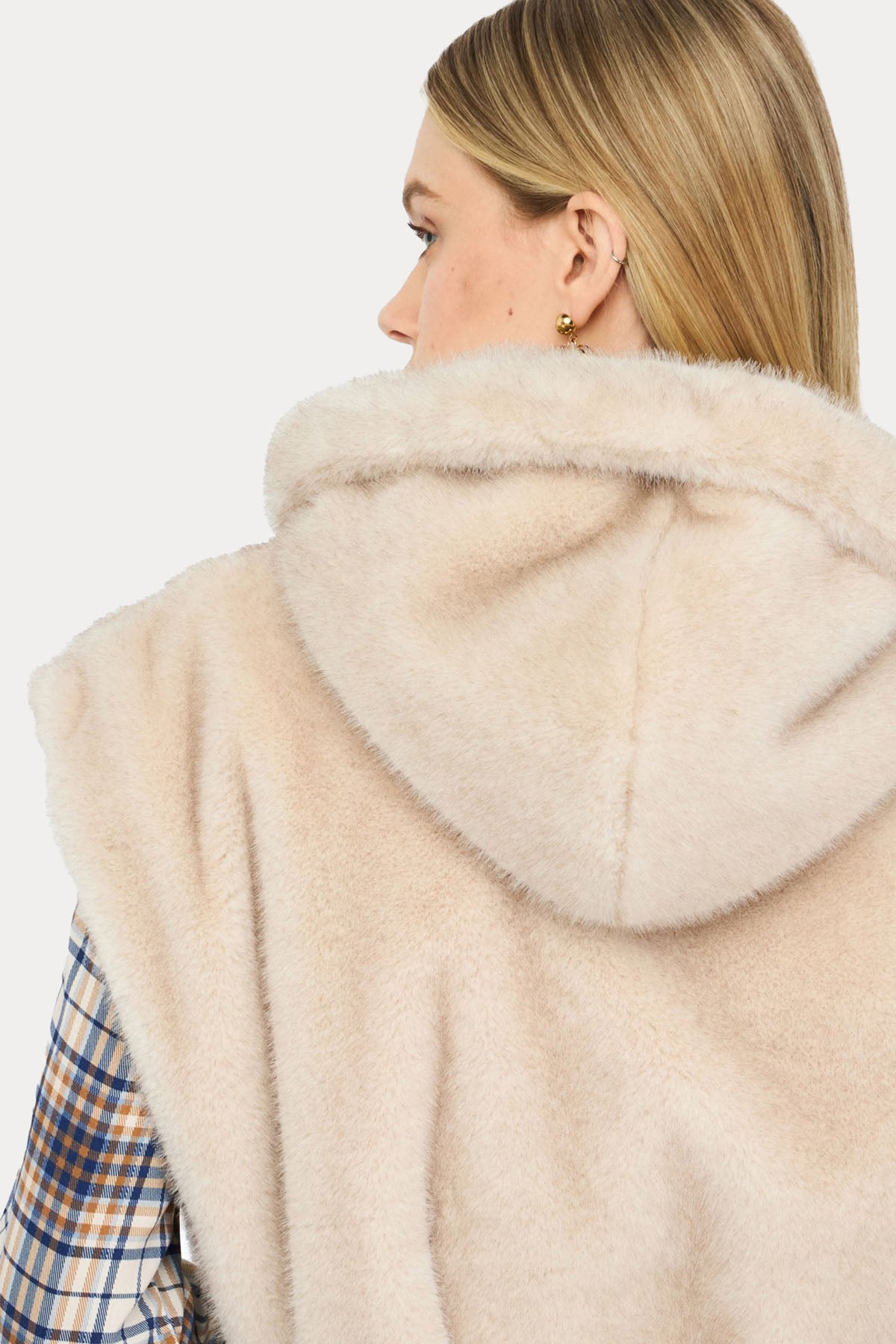 Liu Jo Regular Fit Kapüşonlu Örgü Peluş Yelek