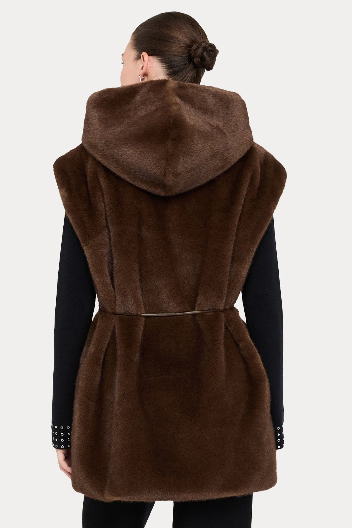 Liu Jo Regular Fit Kapüşonlu Örgü Peluş Yelek