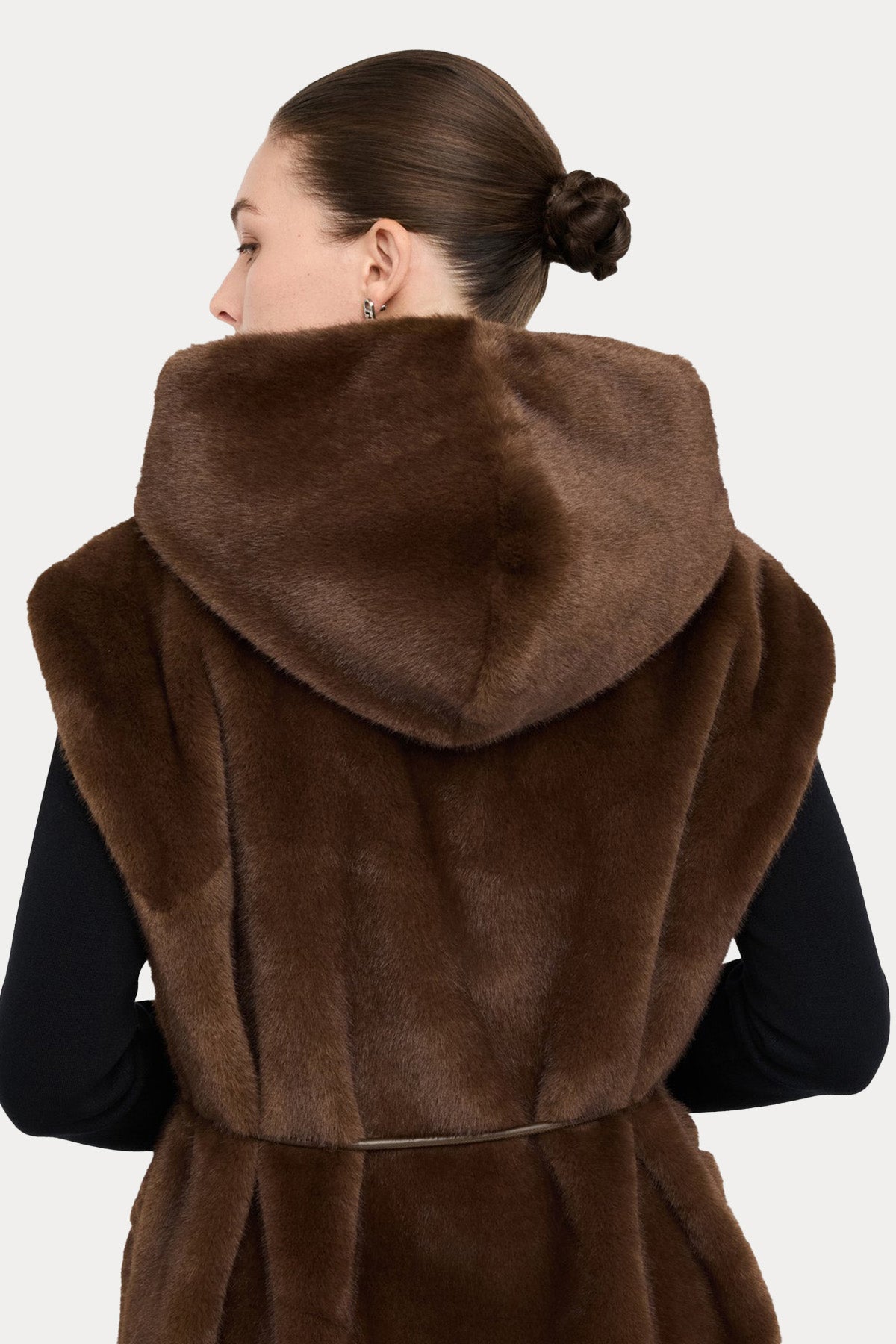 Liu Jo Regular Fit Kapüşonlu Örgü Peluş Yelek