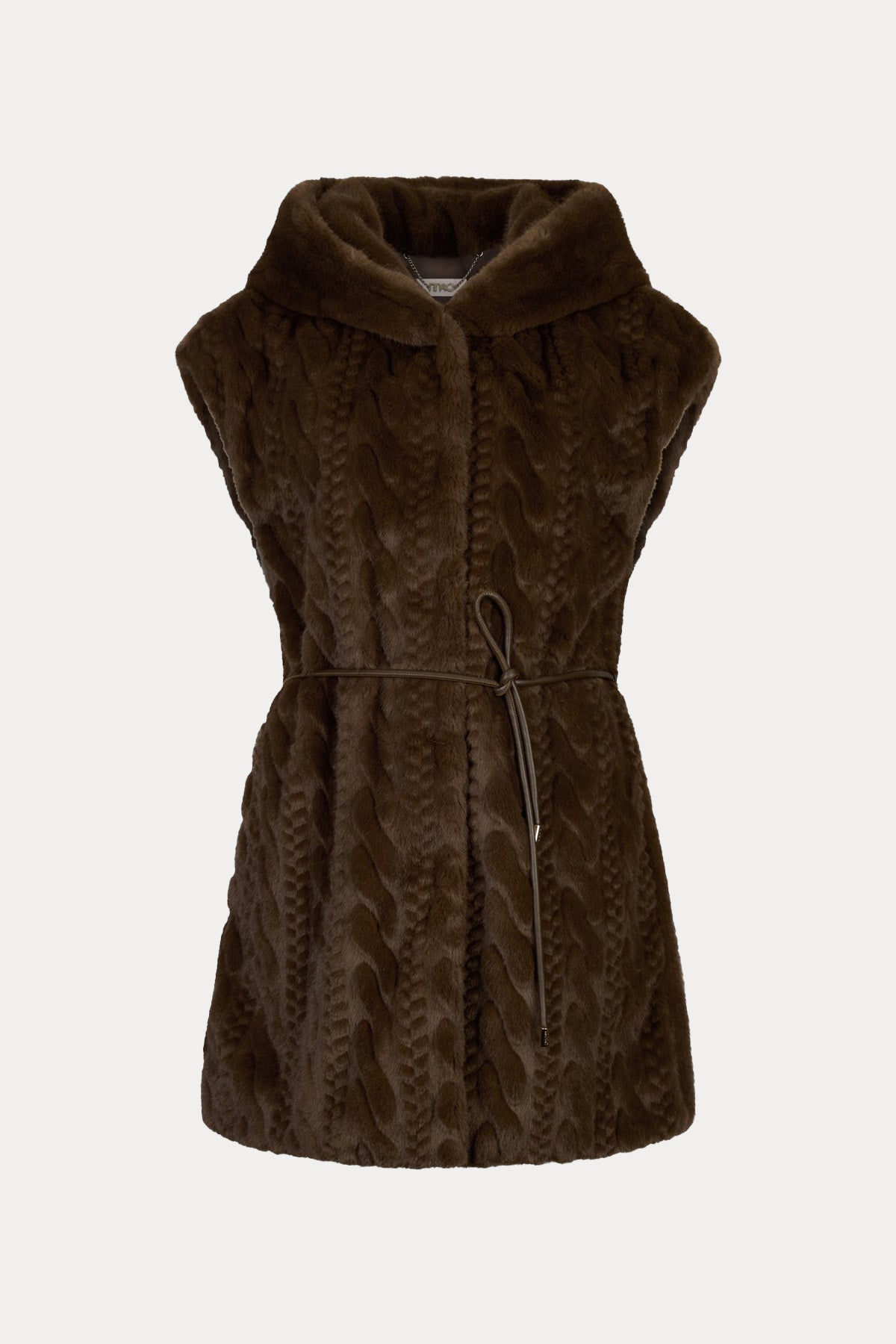 Liu Jo Regular Fit Kapüşonlu Örgü Peluş Yelek