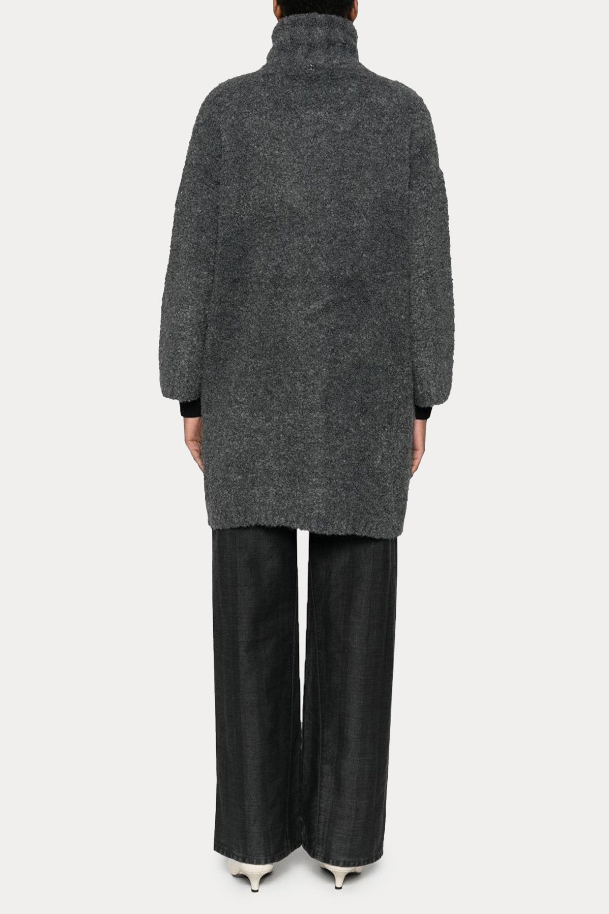 Liu Jo Relaxed Fit Dik Yakası Kemerli Yün Kaban