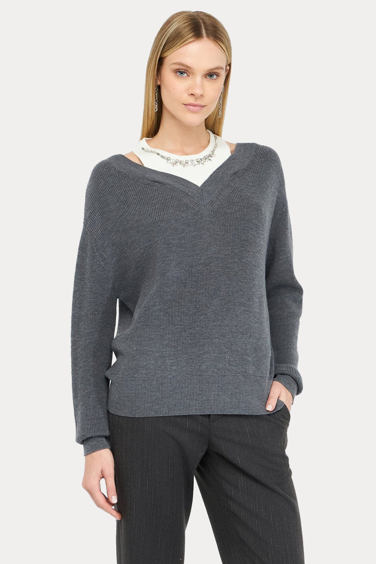 Liu Jo Relaxed Fit İnce Örgü Yün Triko