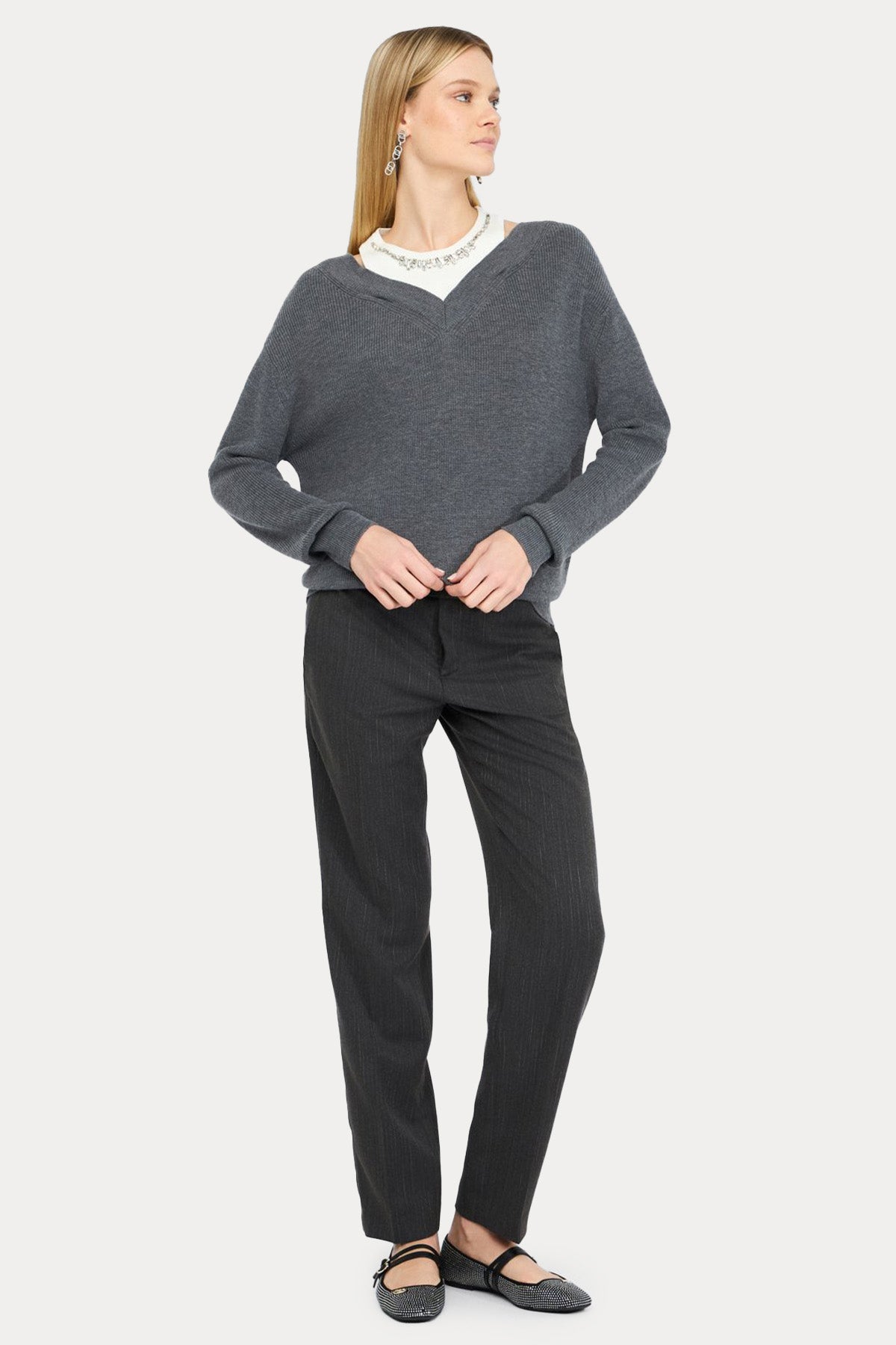 Liu Jo Relaxed Fit İnce Örgü Yün Triko-Triko-Libas