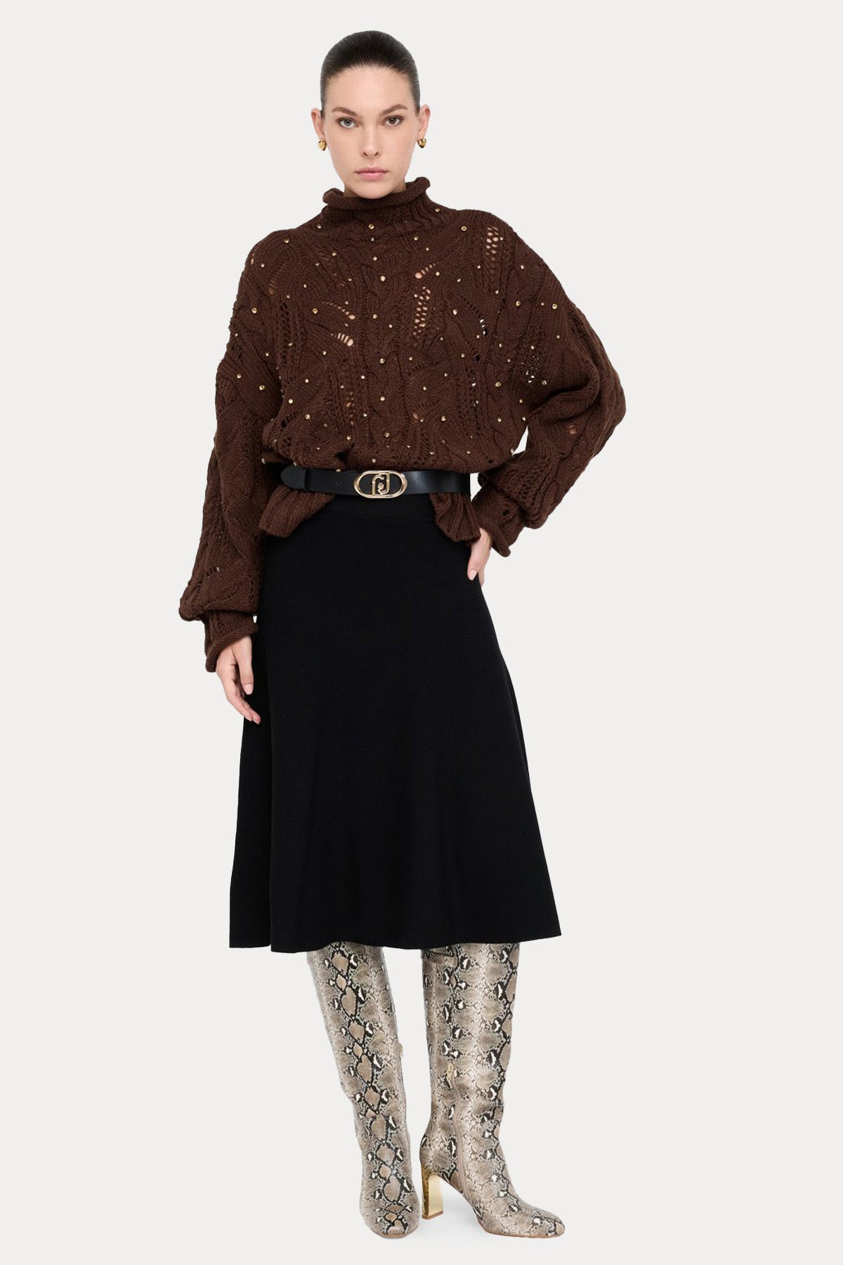 Liu Jo Beli Lastikli Örgü Kloş Midi Etek