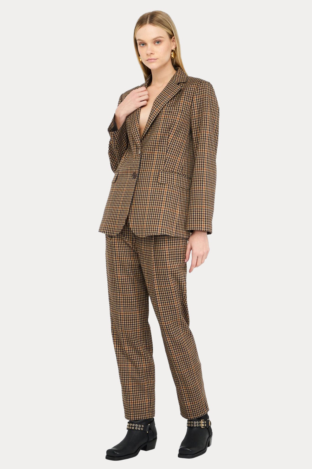 Liu Jo Ekose Desenli Tek Pile Yandan Cepli Pantolon