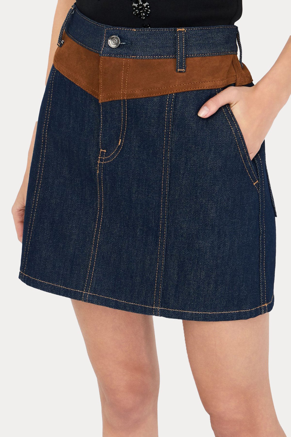 Liu Jo Süet Detaylı Mini Denim Etek