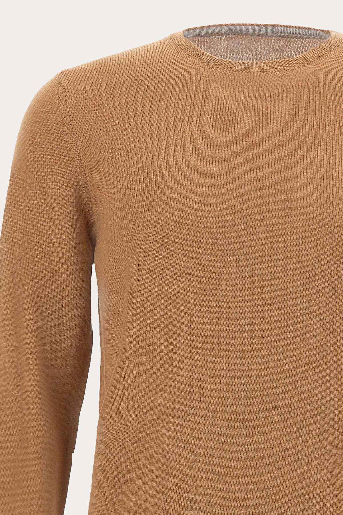 Gran Sasso Yuvarlak Yaka İnce Örgü Yün Triko