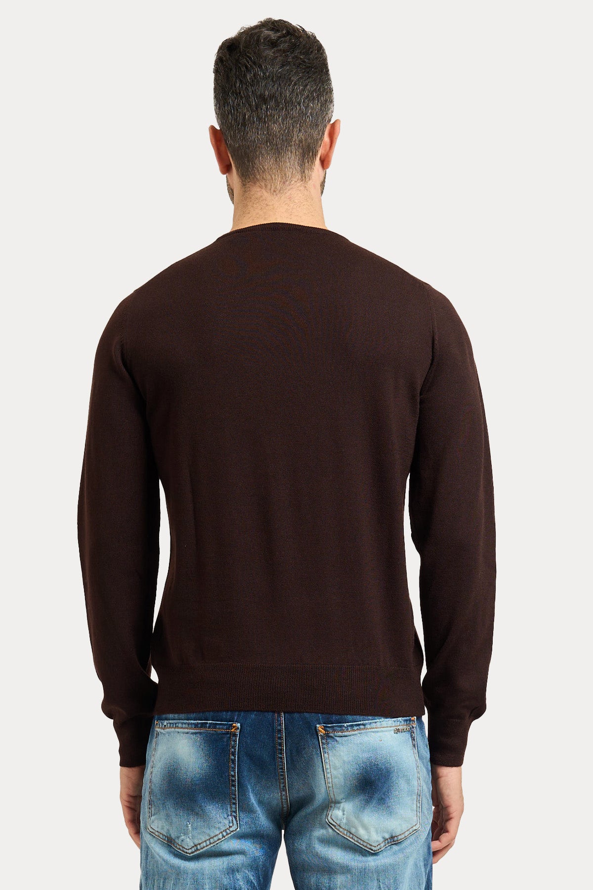 Gran Sasso Yuvarlak Yaka İnce Örgü Yün Triko