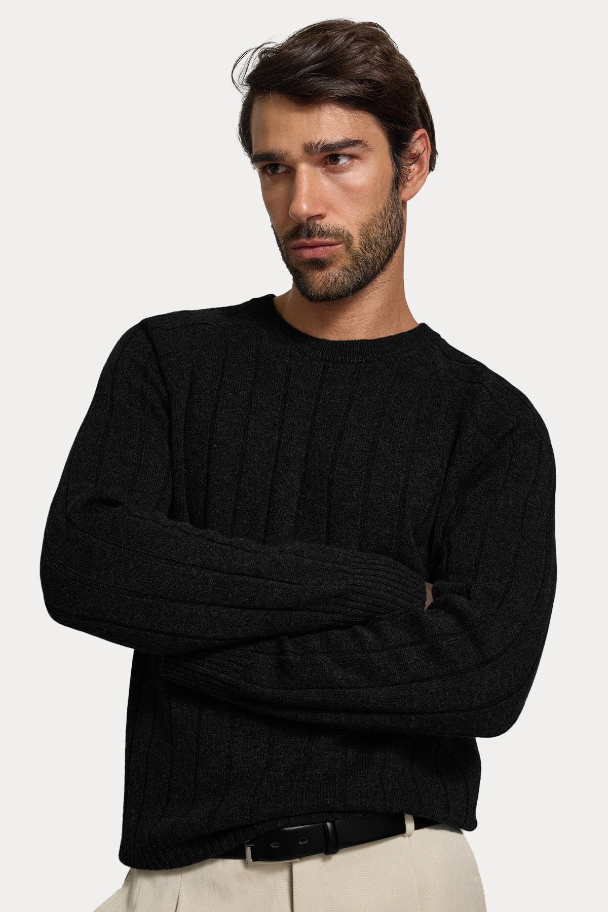 Gran Sasso Yuvarlak Yaka Örgü Kaşmir Yün Triko