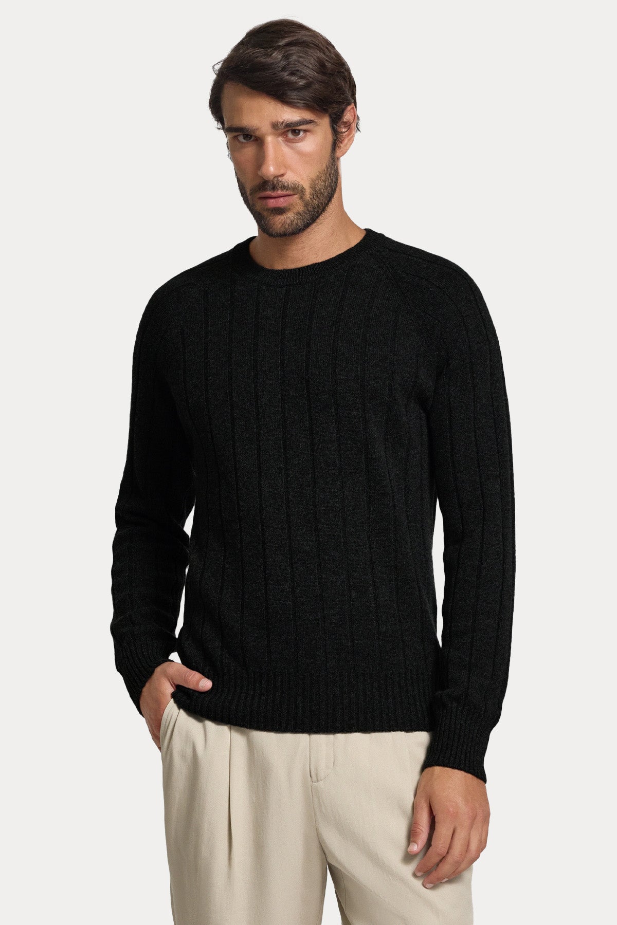 Gran Sasso Yuvarlak Yaka Örgü Kaşmir Yün Triko