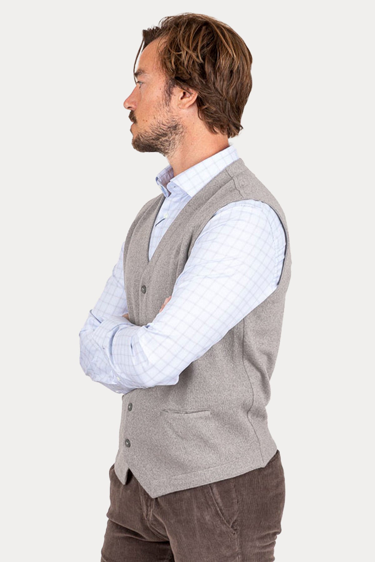 Gran Sasso V Yaka Düğmeli Yün Triko Yelek