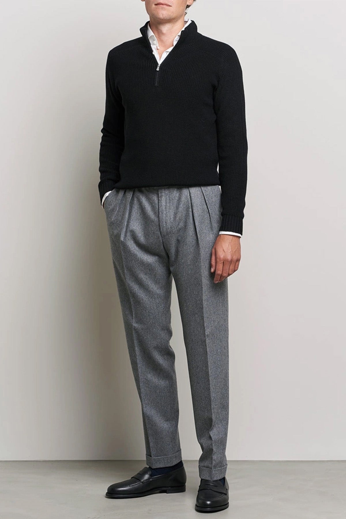 Gran Sasso Fermuarlı Dik Yaka Örgü Su Geçirmez Triko