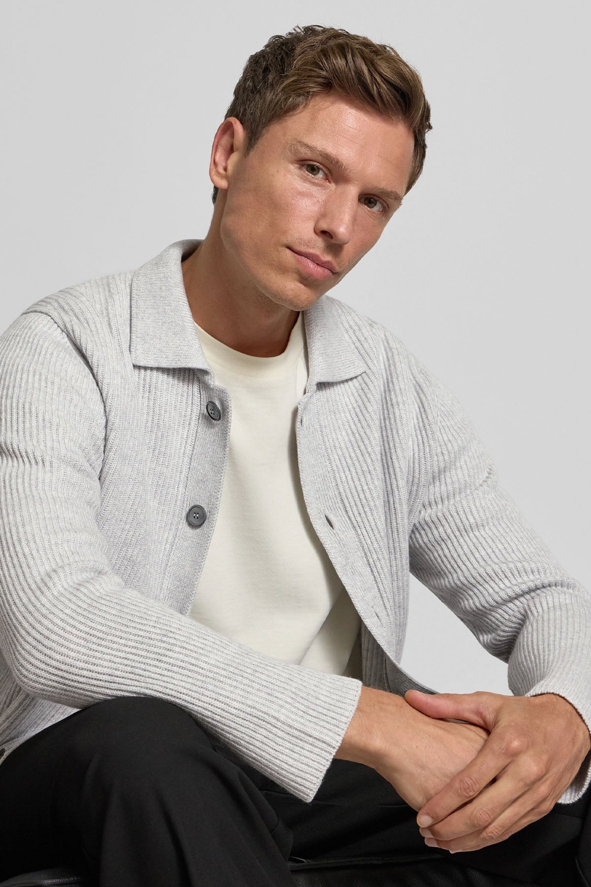 Gran Sasso Klasik Yaka Kaşmir Örgü Yün Triko Ceket