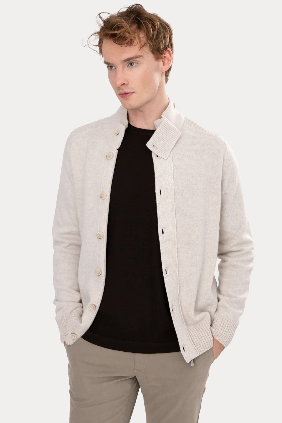 Gran Sasso Dik Yaka Örgü Yün Triko Ceket