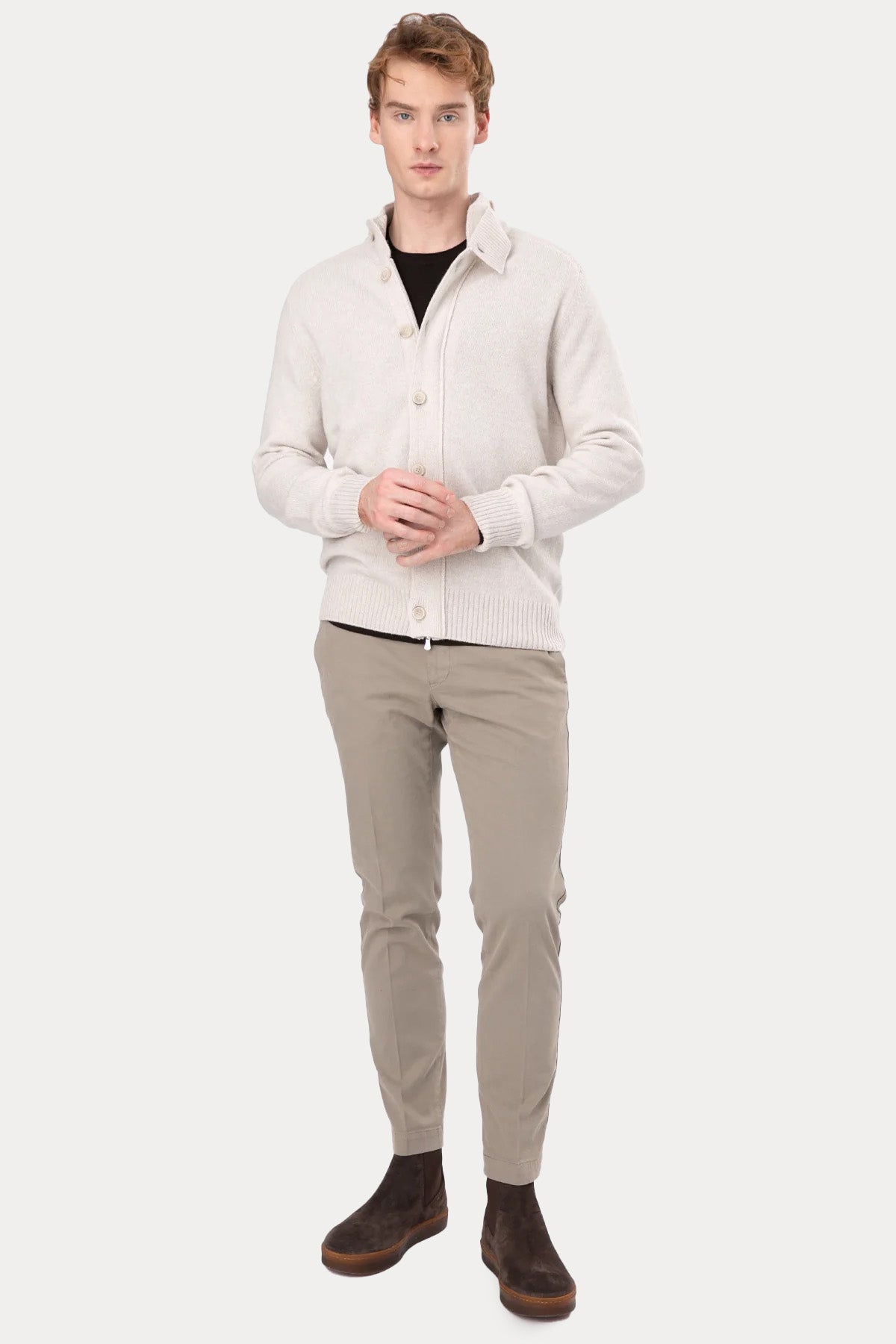 Gran Sasso Dik Yaka Örgü Yün Triko Ceket