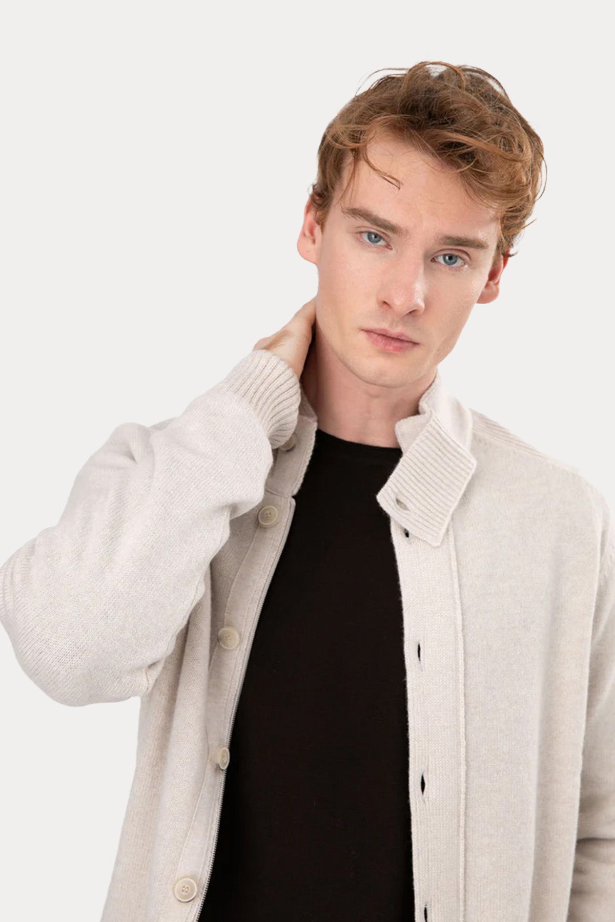 Gran Sasso Dik Yaka Örgü Yün Triko Ceket