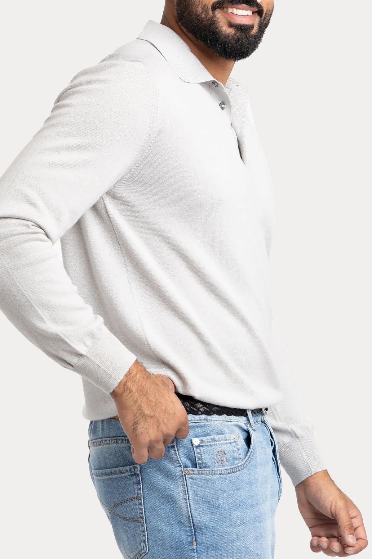 Gran Sasso Slim Fit Polo Yaka İnce Örgü Yün Triko