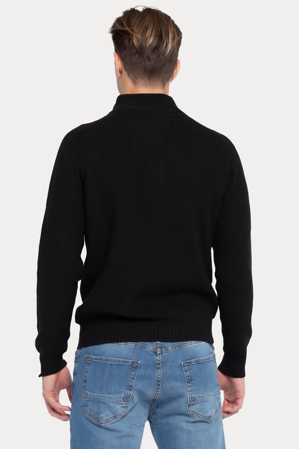 Gran Sasso Dik Yaka Su Geçirmez Örgü Yün Triko Ceket