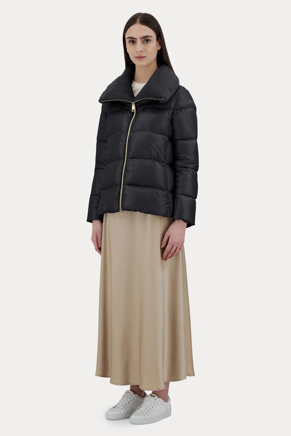 Herno Kürklü Peluş Yaka Puffer Mont