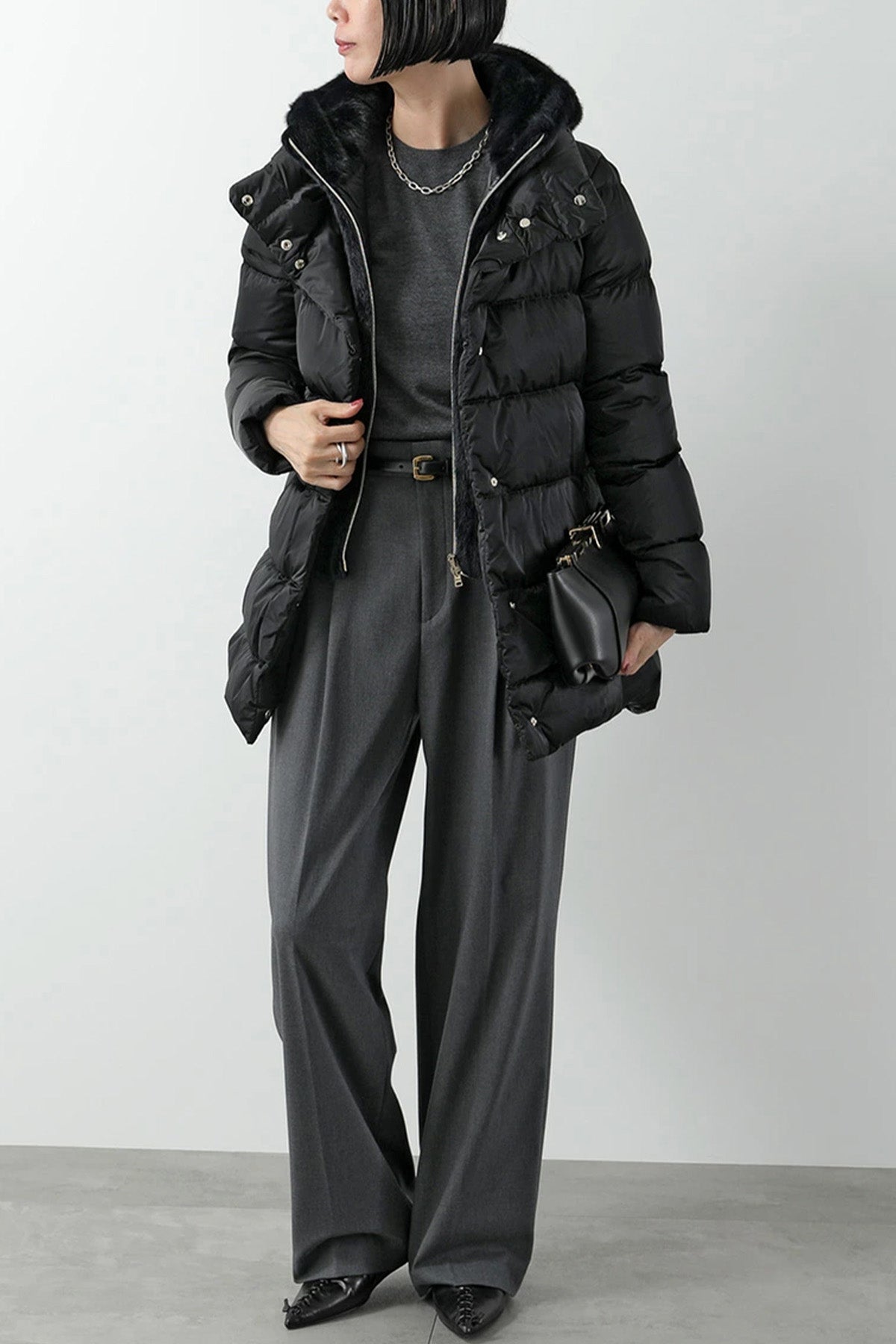 Herno Demonte İçi Kürklü Kapüşonlu Puffer Mont