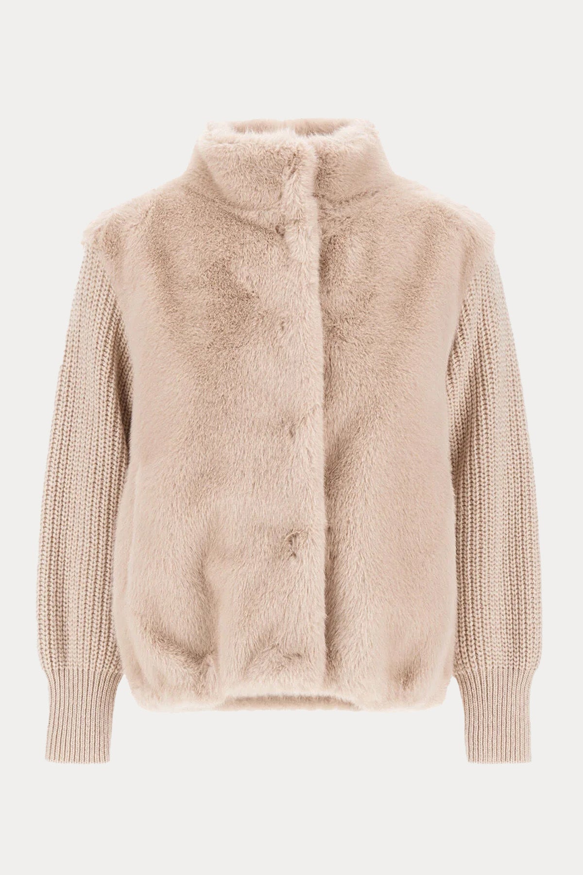 Herno Resort Örgü Yün Kollu Peluş Ceket