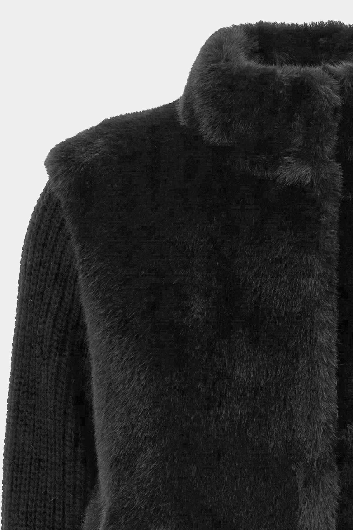 Herno Resort Örgü Yün Kollu Peluş Ceket