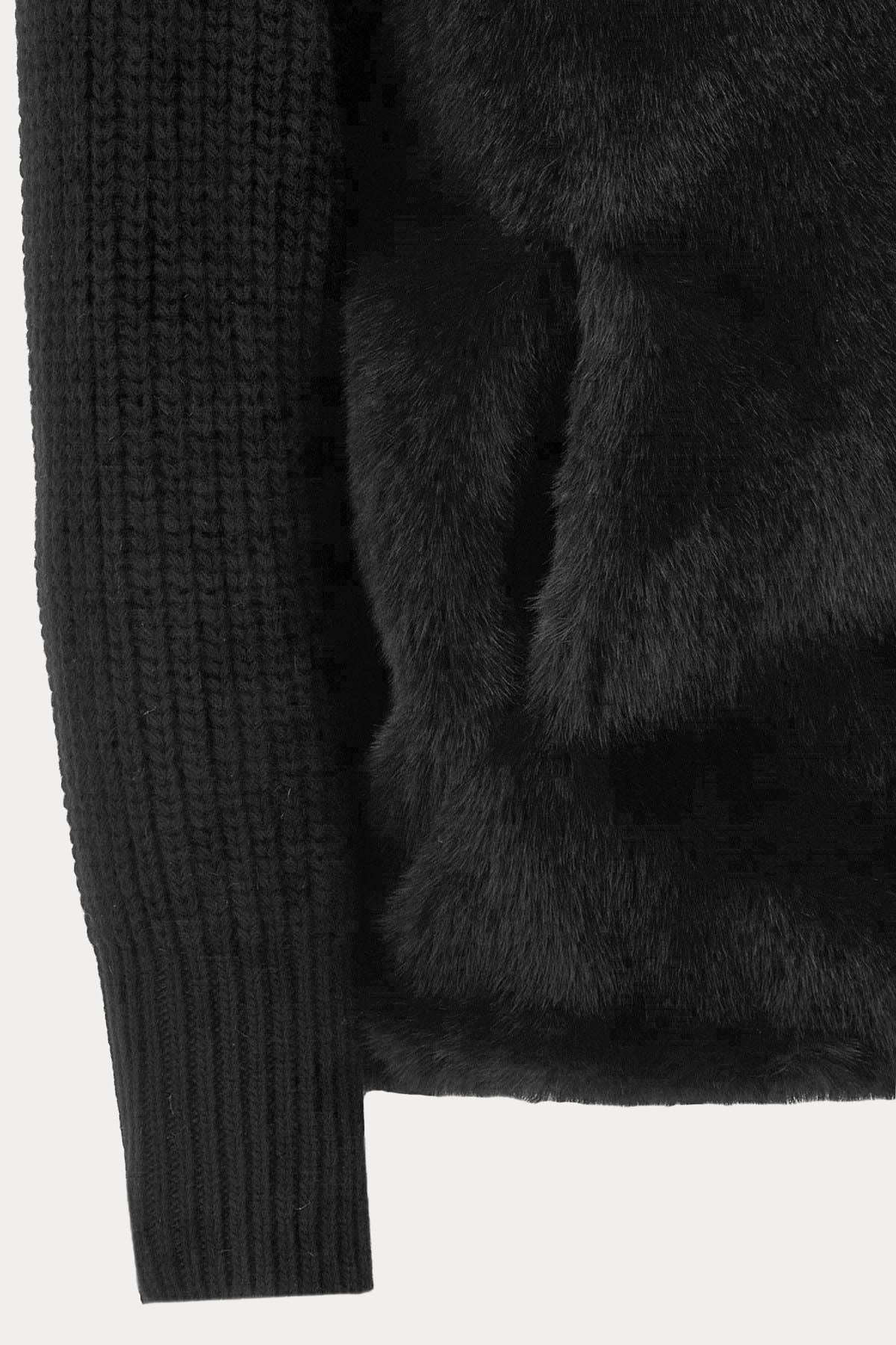 Herno Resort Örgü Yün Kollu Peluş Ceket