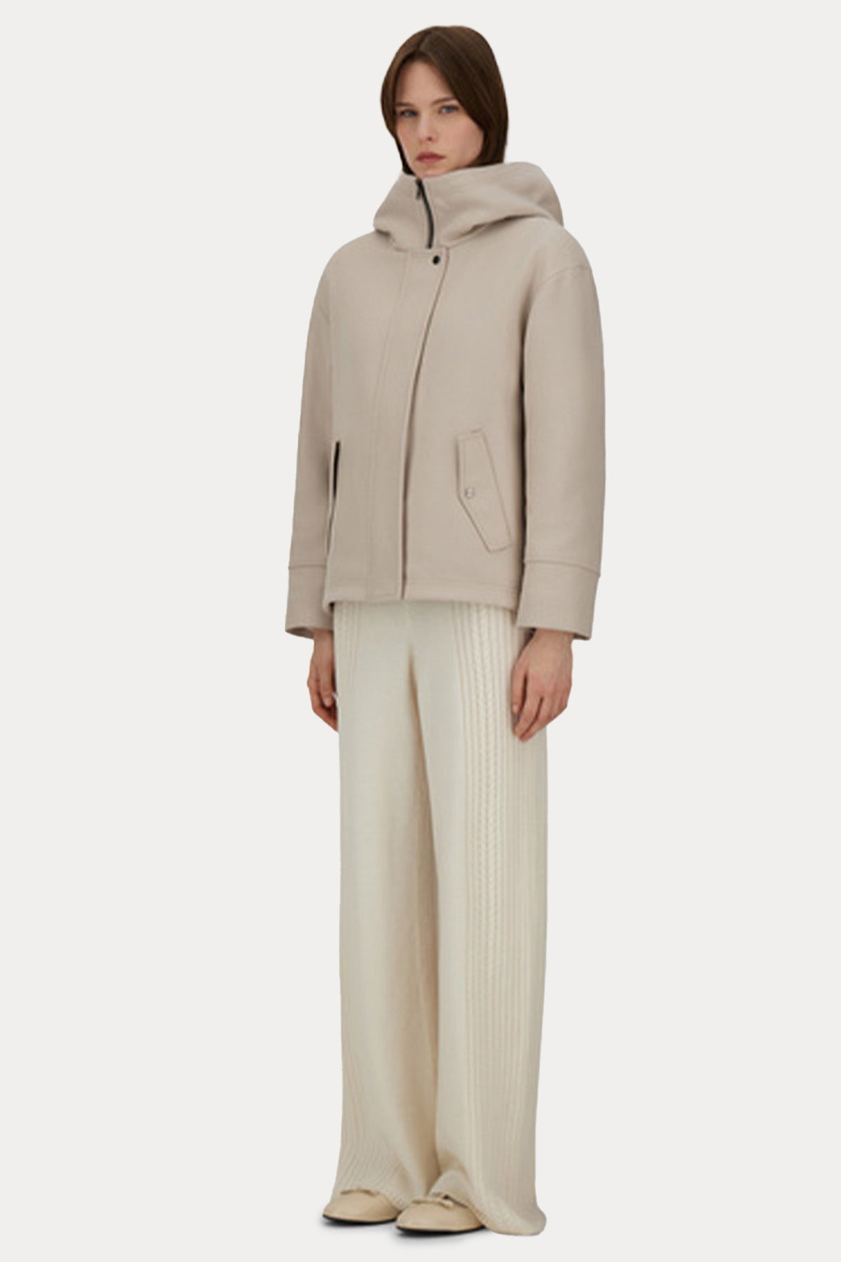 Herno Kapüşonlu İçi Puffer Yün Mont Ceket