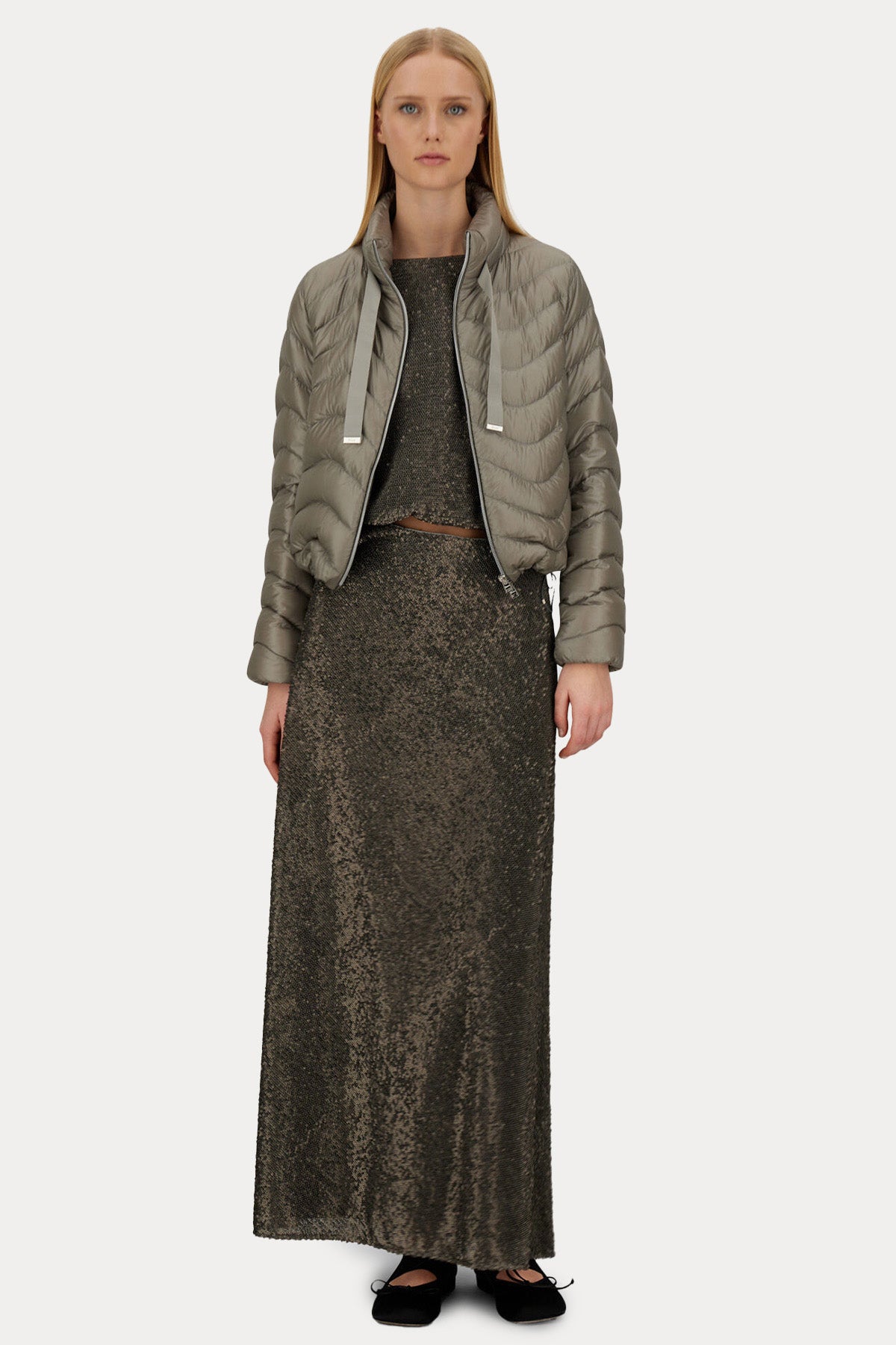 Herno Resort Büzgülü Yaka İnce Puffer Mont Ceket