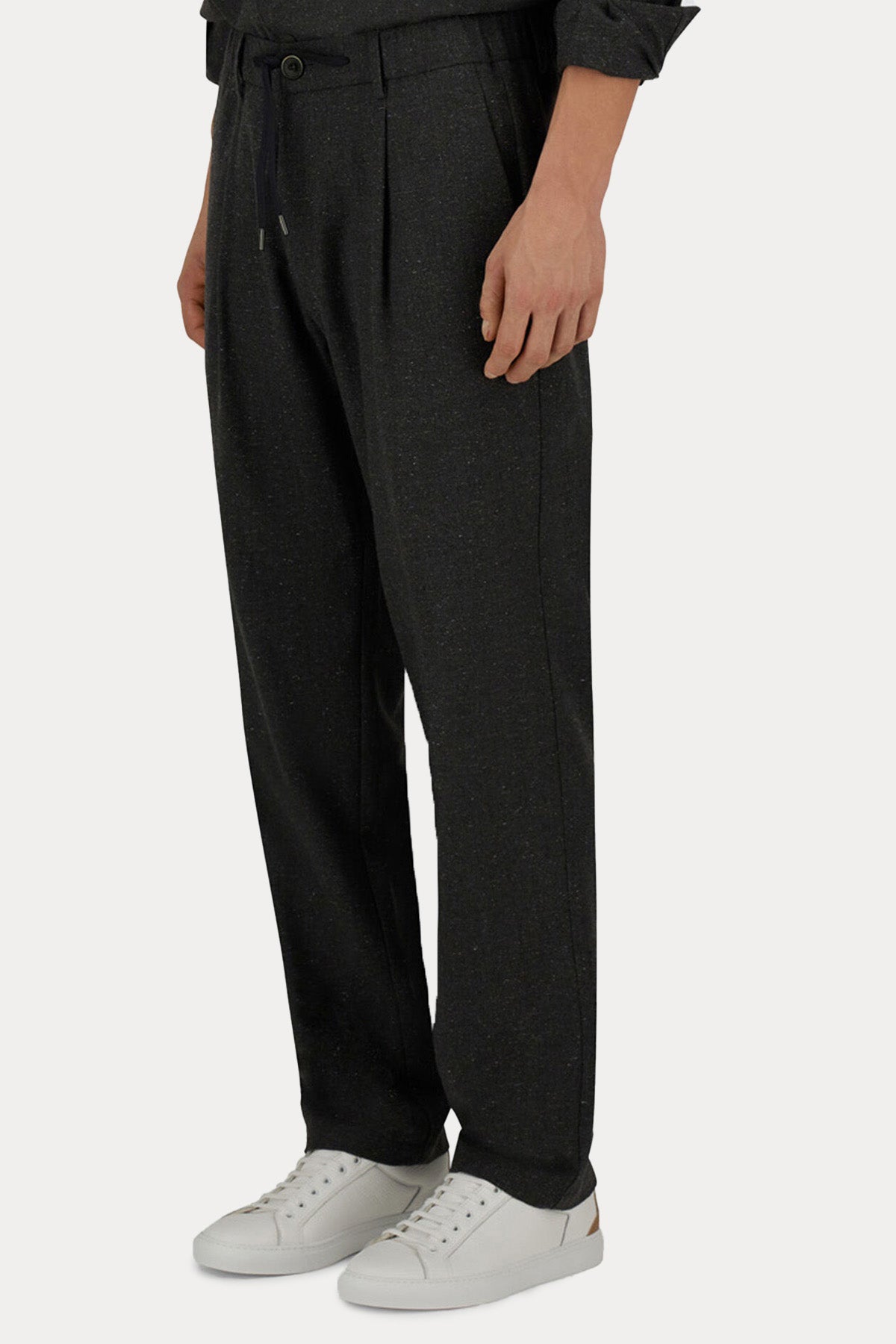 Herno Resort Regular Fit Beli Lastikli Tek Pile Yün Pantolon