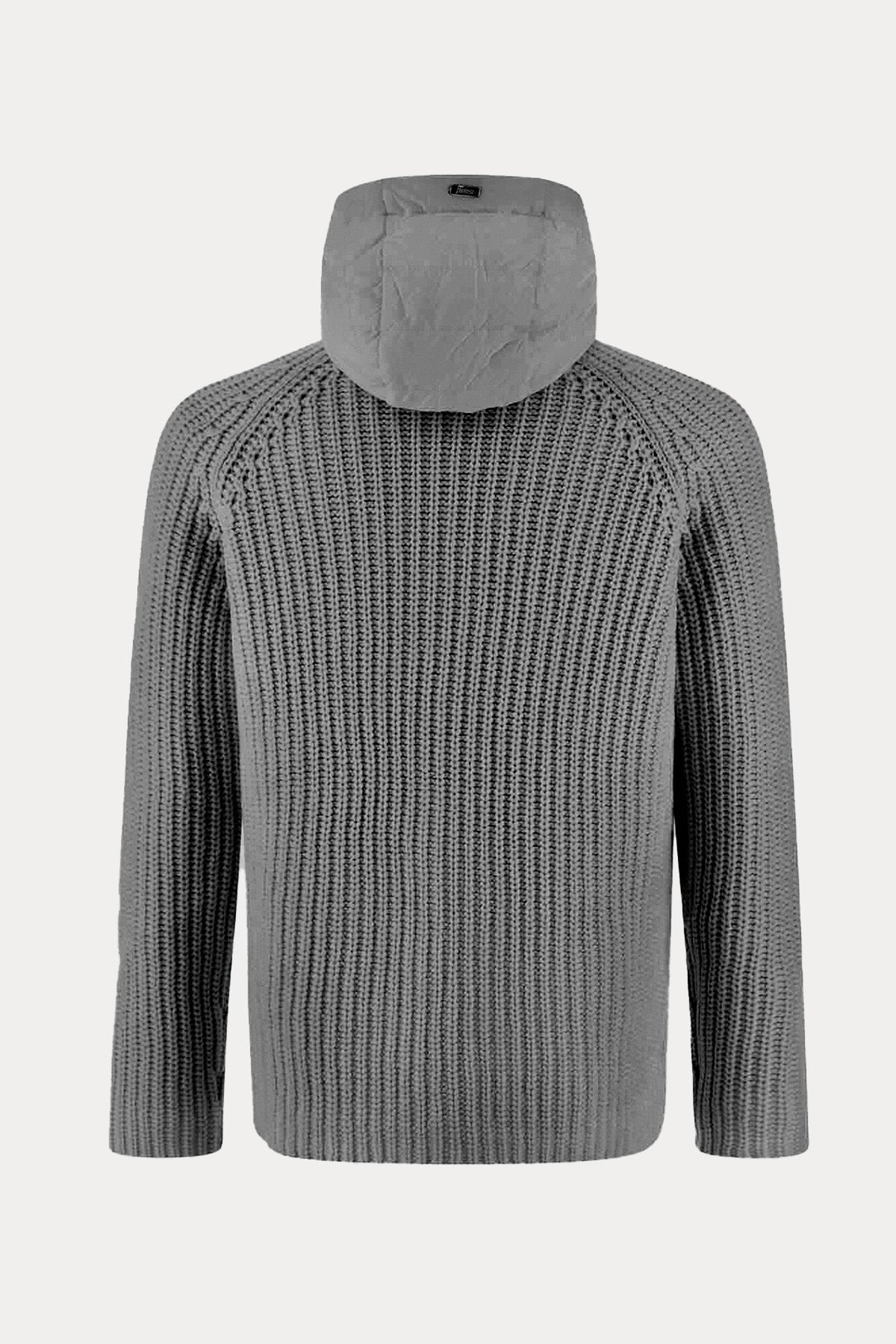 Herno Demonte Kapüşonlu İç Parçalı Örgü Yün Ceket