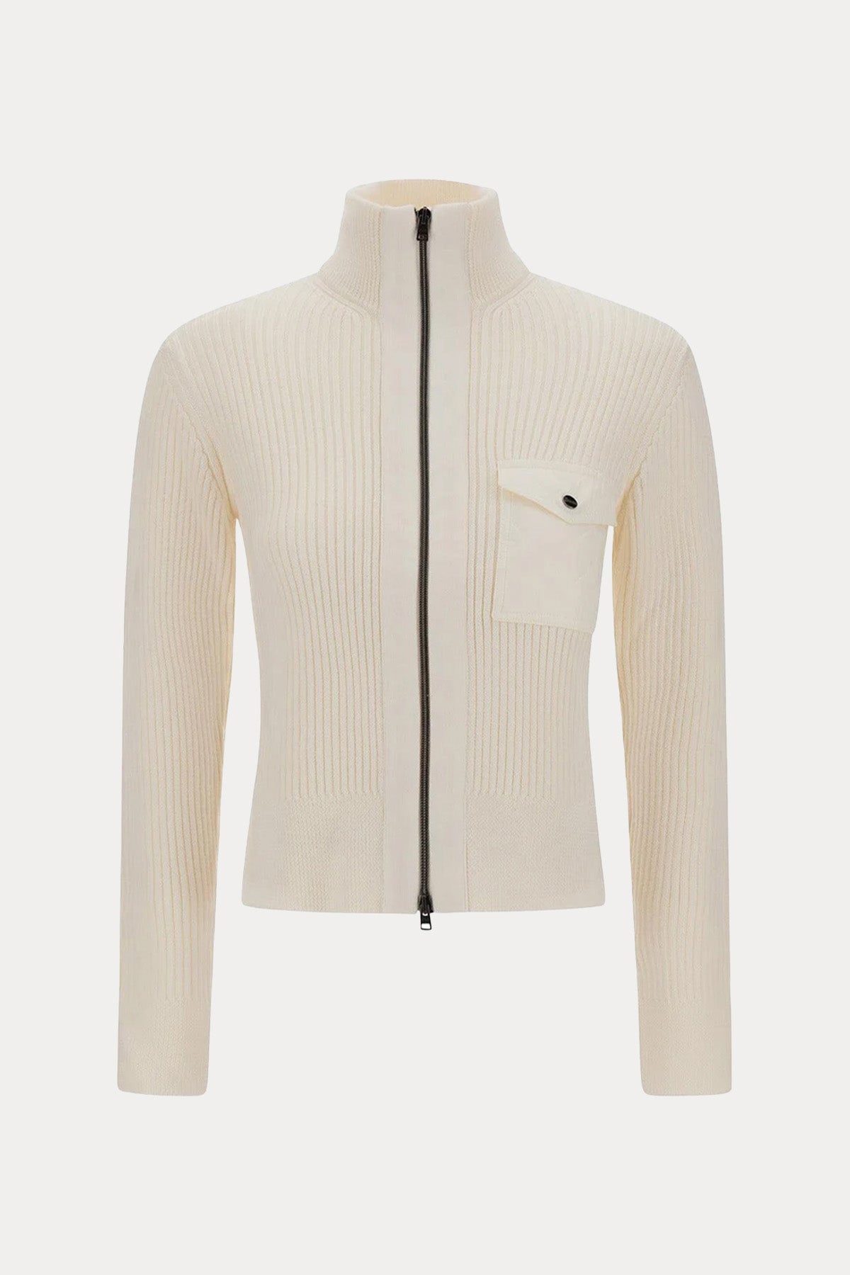 Herno Slim Fit Dik Yakalı Örgü Yün Triko Ceket