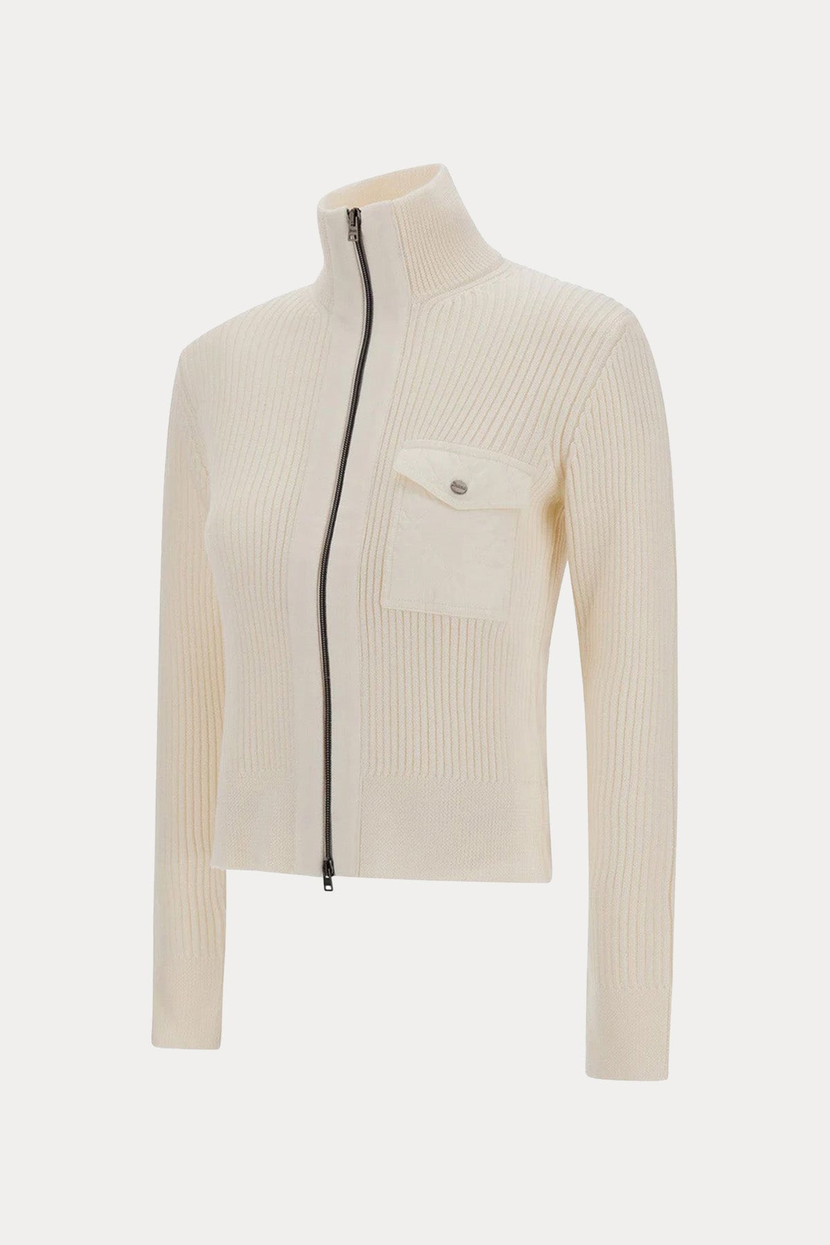 Herno Slim Fit Dik Yakalı Örgü Yün Triko Ceket