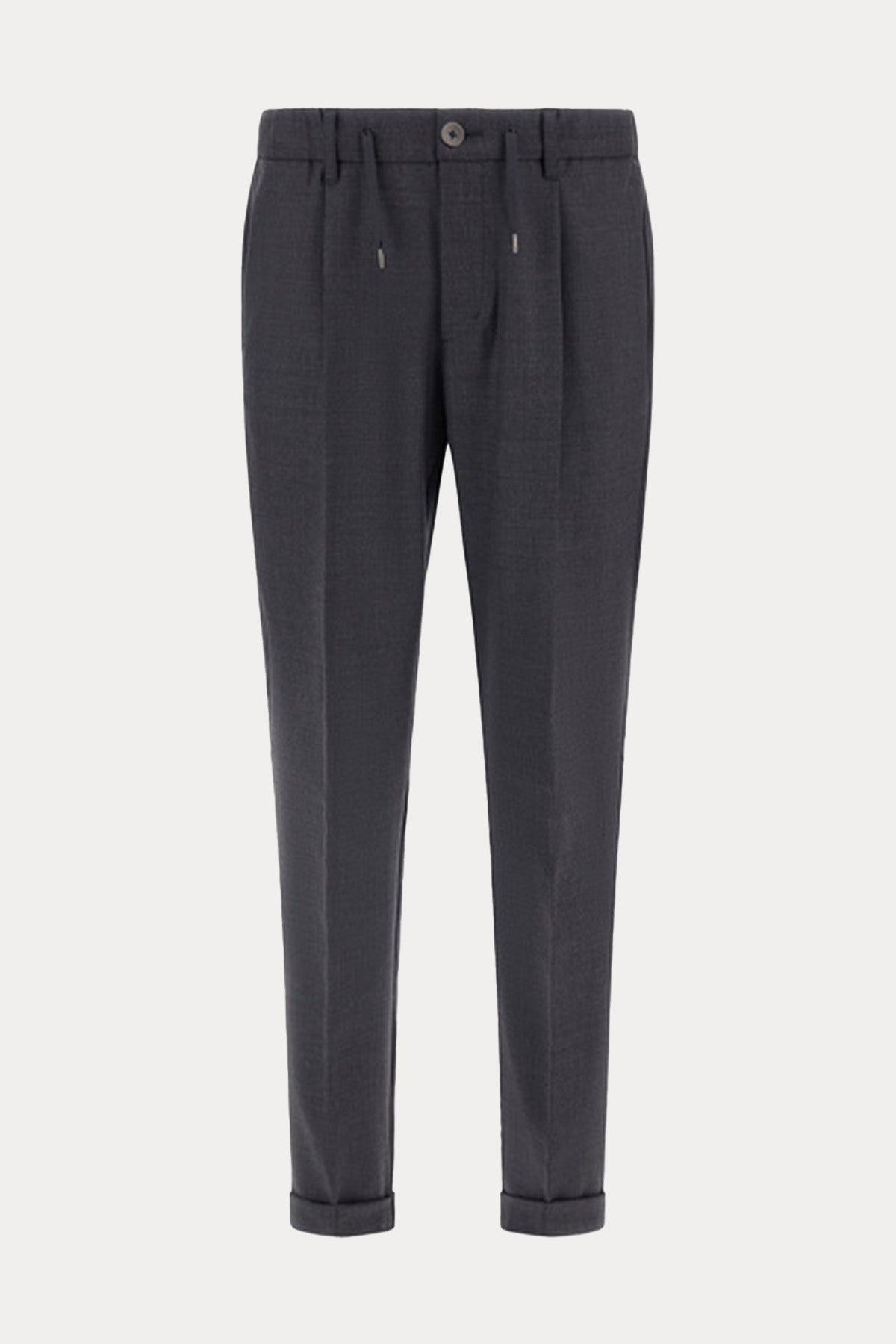 Herno Regular Fit Tek Pile Beli Lastikli Duble Paça Yün Pantolon