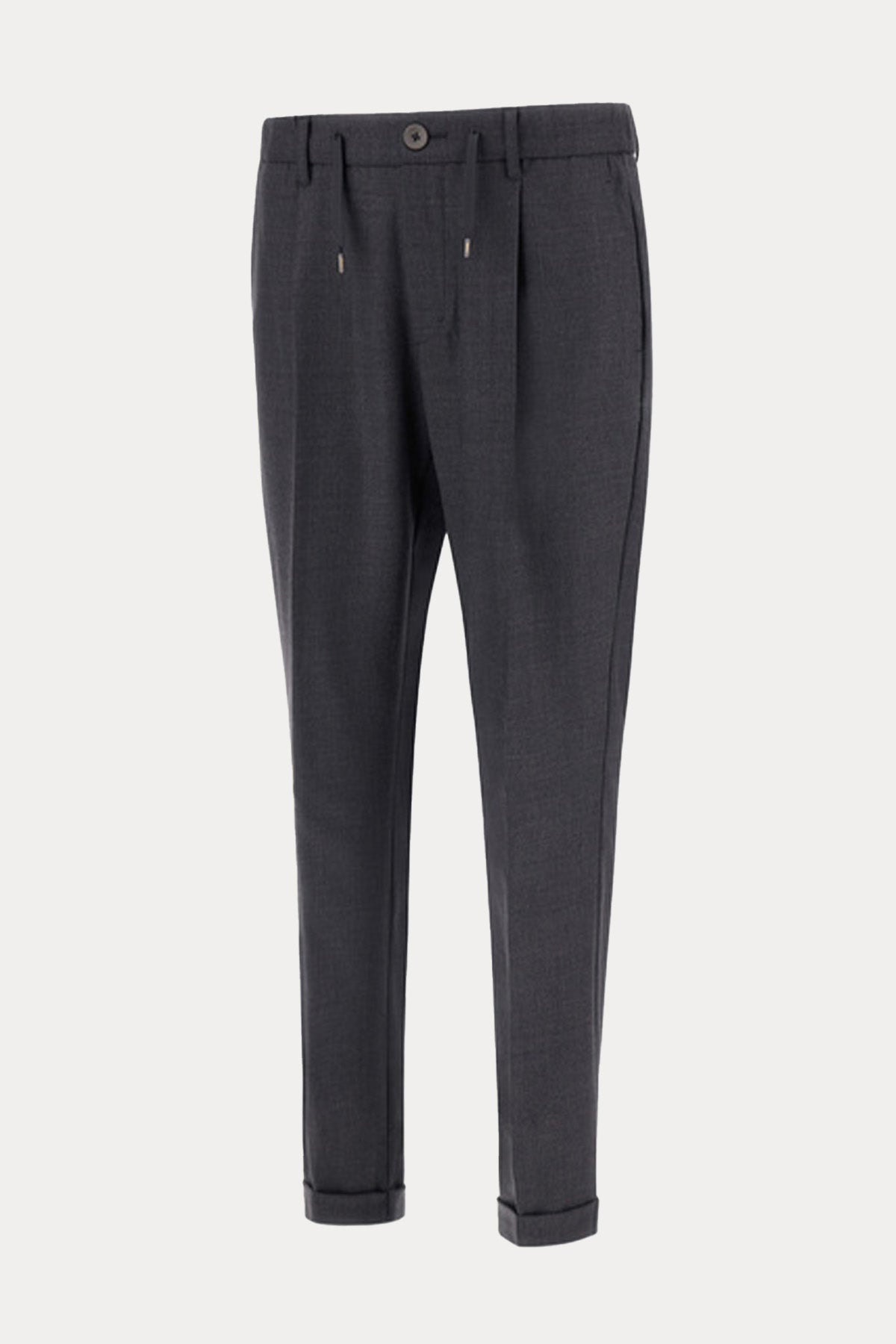 Herno Regular Fit Tek Pile Beli Lastikli Duble Paça Yün Pantolon