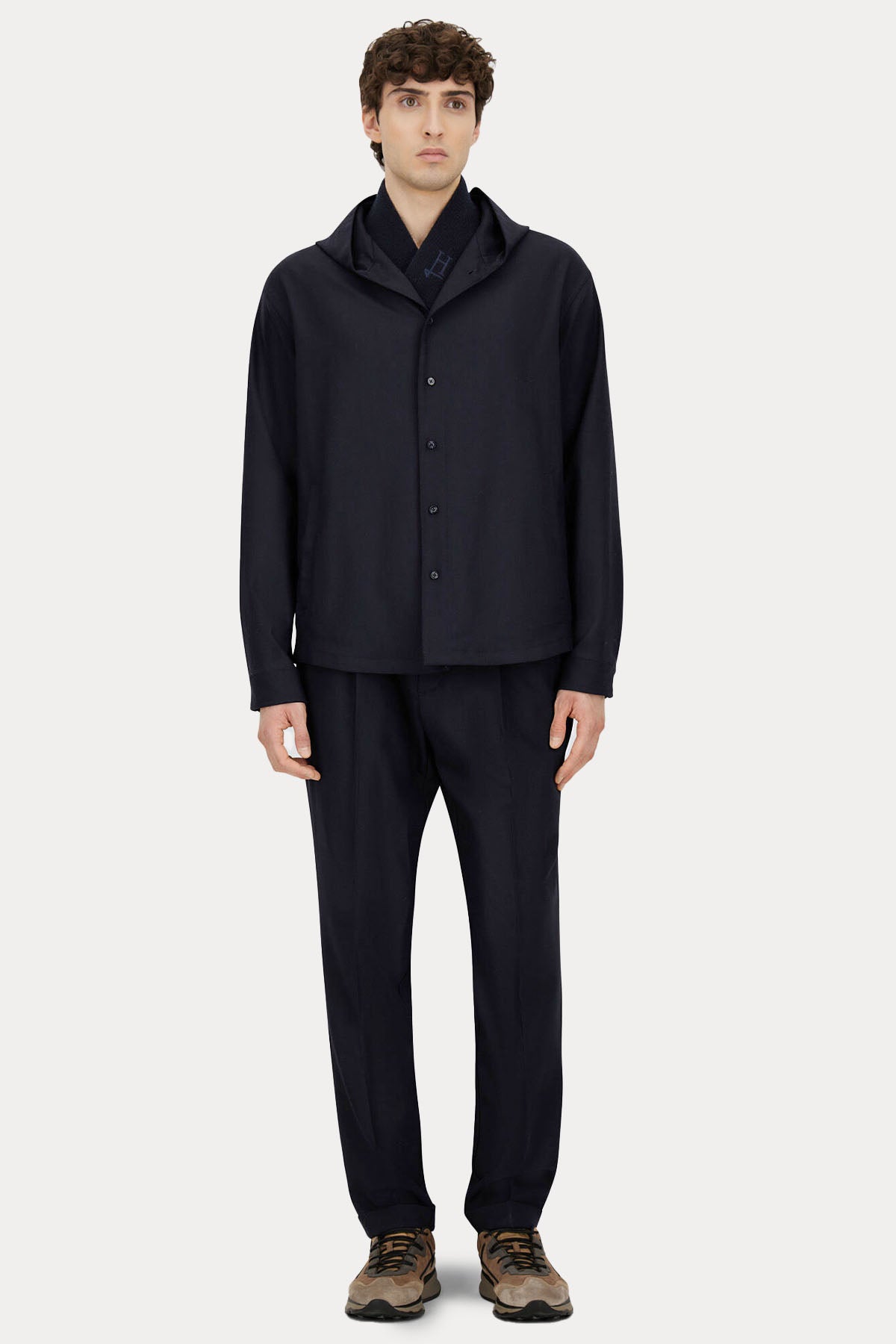 Herno Regular Fit Tek Pile Beli Lastikli Duble Paça Yün Pantolon