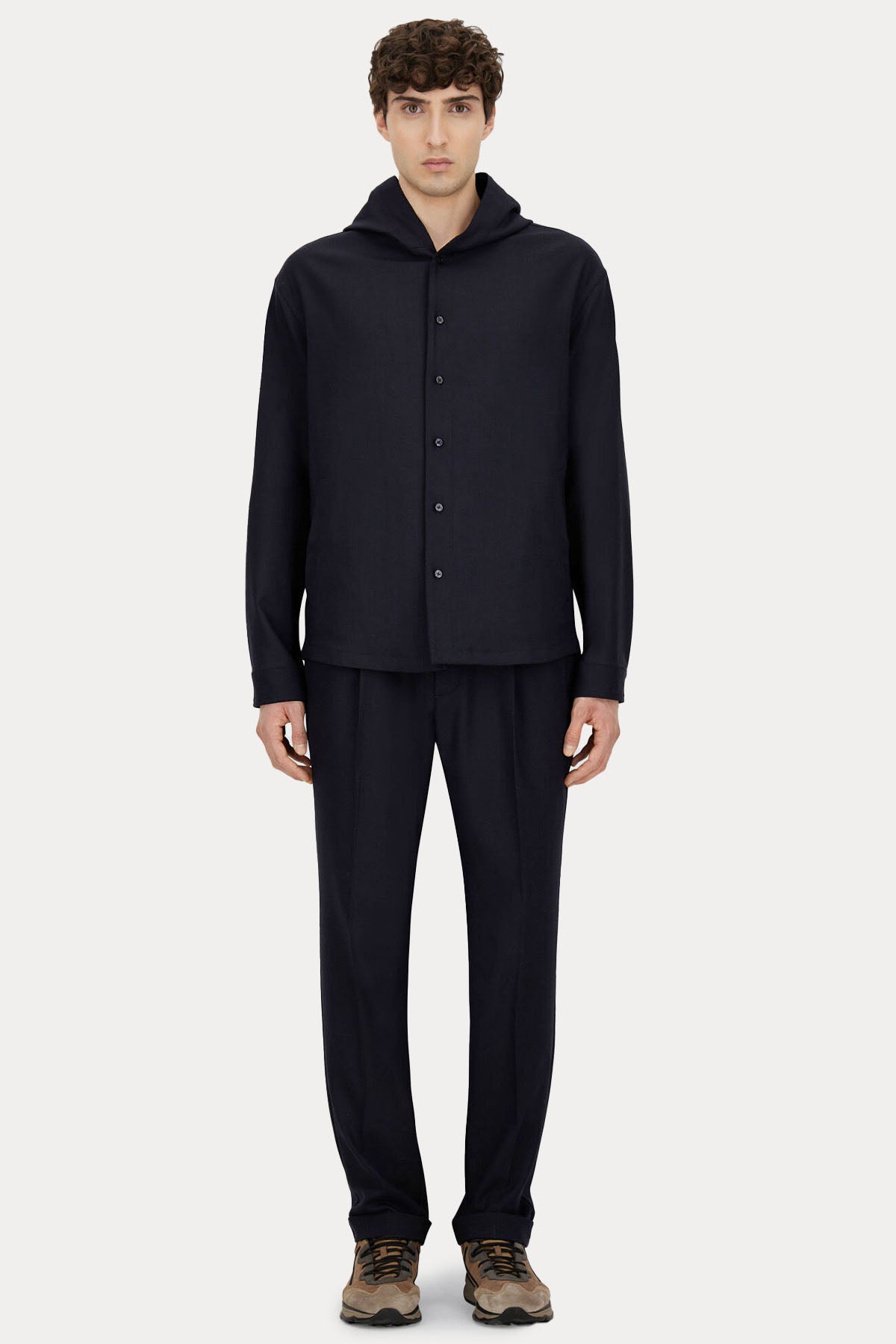 Herno Regular Fit Tek Pile Beli Lastikli Duble Paça Yün Pantolon